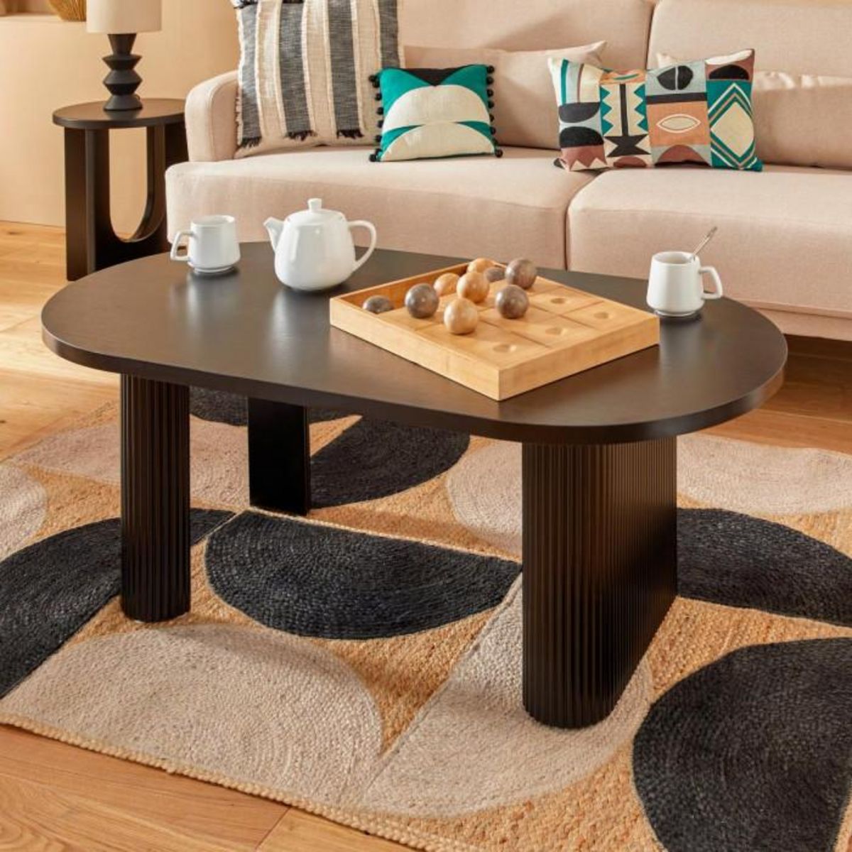 ATMOSPHERA Table Basse Effet Cannelé  Olova  120cm Noir