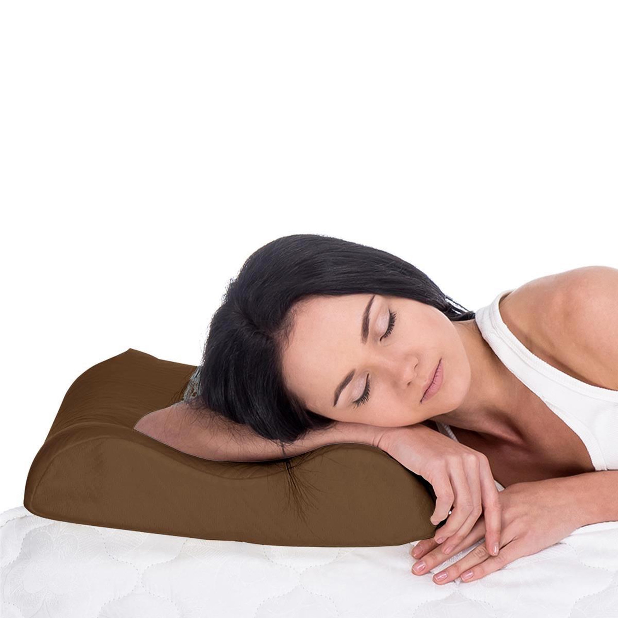 Voir la diapositive 3 : SENSLY Oreiller à mémoire de forme  confort  50cm marron