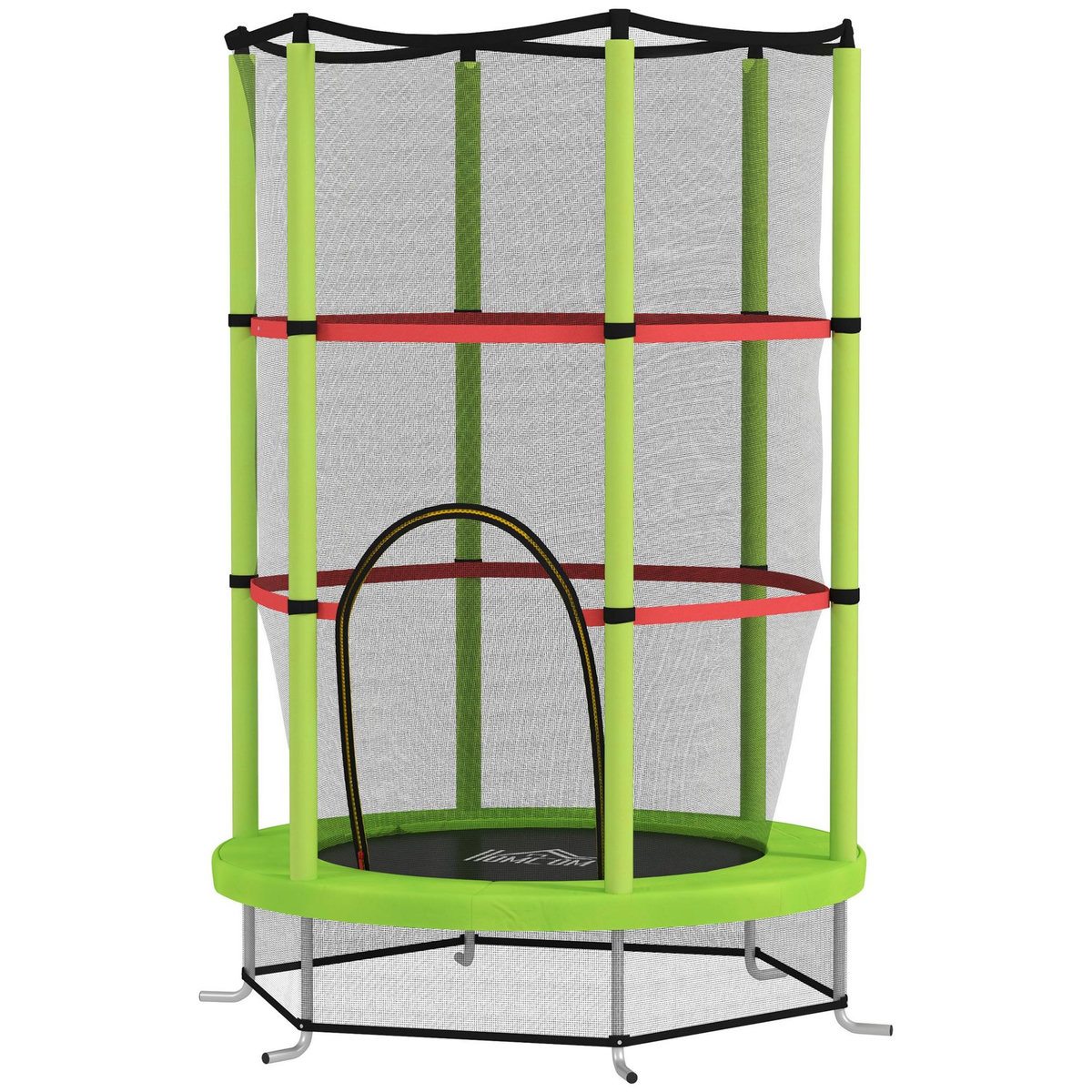 HOMCOM Trampoline enfant Ø140 cm max. 45 Kg - filet sécurité, porte zippée, 6 poteaux rembourrés - vert