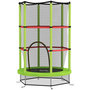 Voir la diapositive 1 : HOMCOM Trampoline enfant Ø140 cm max. 45 Kg - filet sécurité, porte zippée, 6 poteaux rembourrés - vert