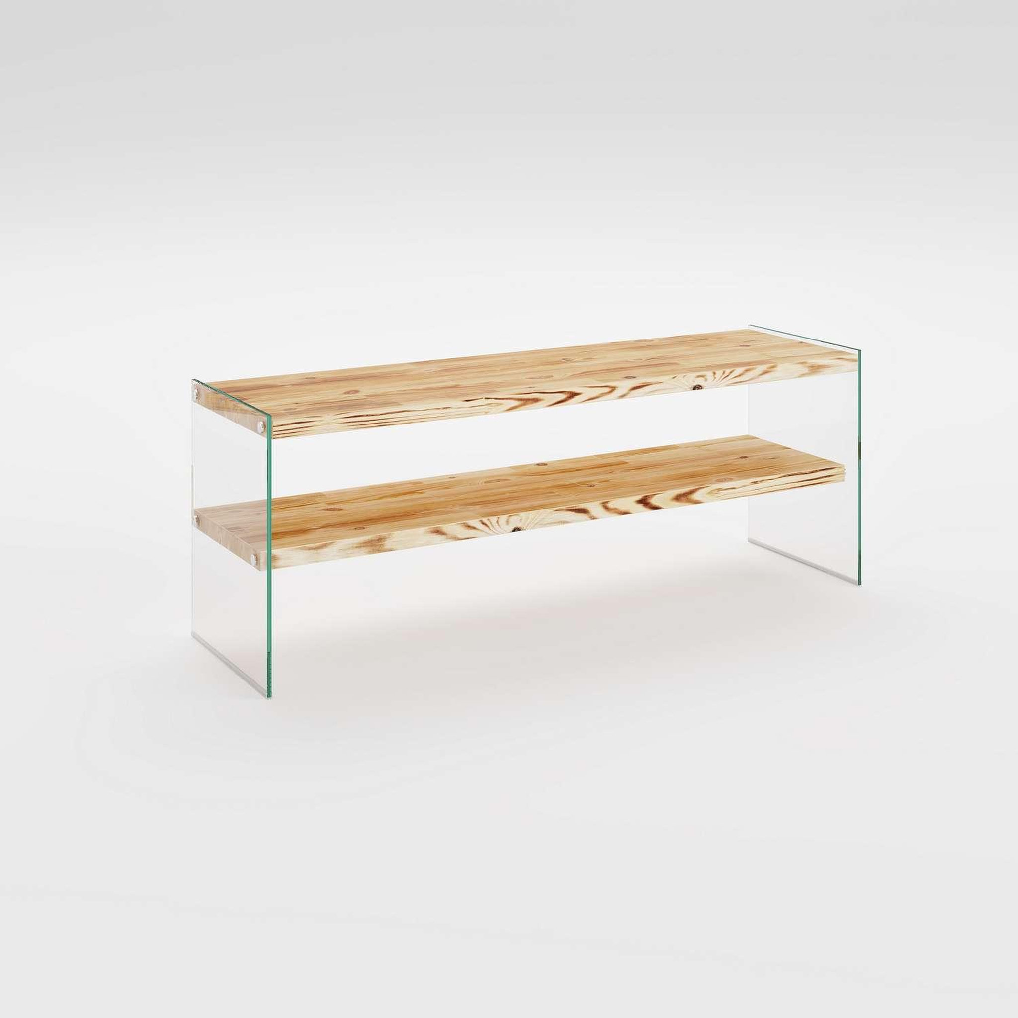 TOILINUX Meuble tv 1 étagère crustallia en verre et bois - transparent et beige
