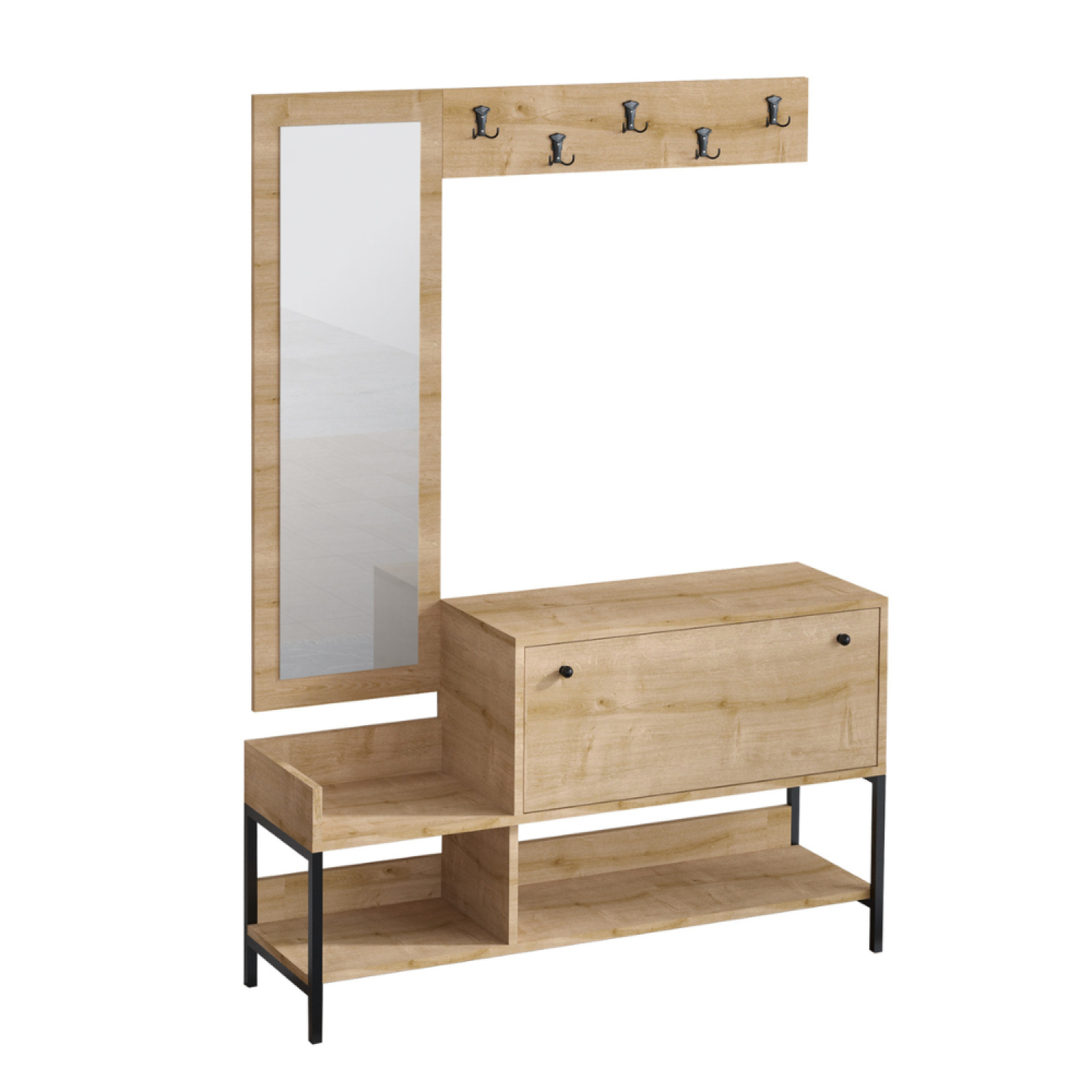 CONCEPT USINE Meuble d'entrée avec porte-manteau et rangement à chaussures DRAGOR