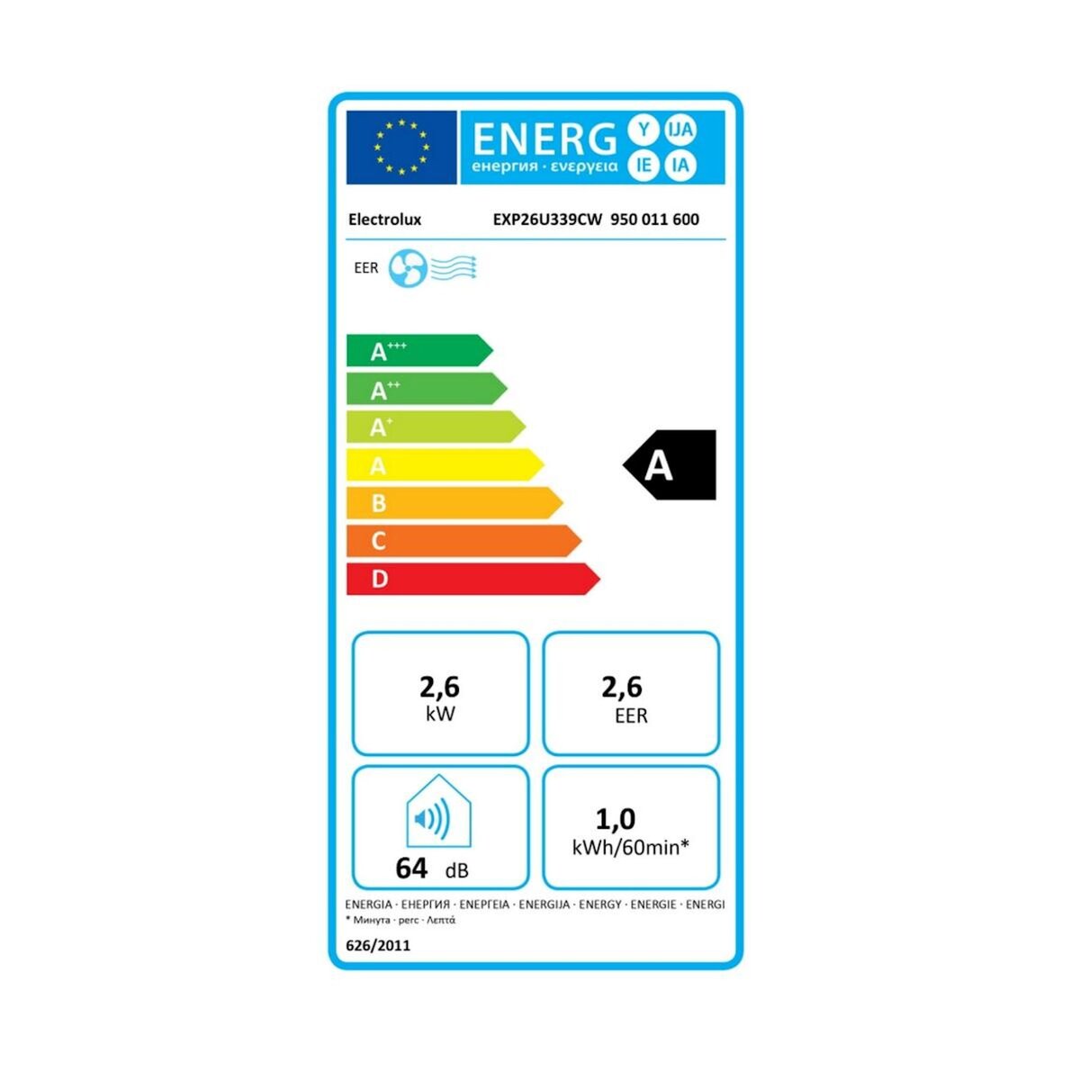 ELECTROLUX Climatiseur mobile monobloc 2600w 25m2 - EXP26U339CW