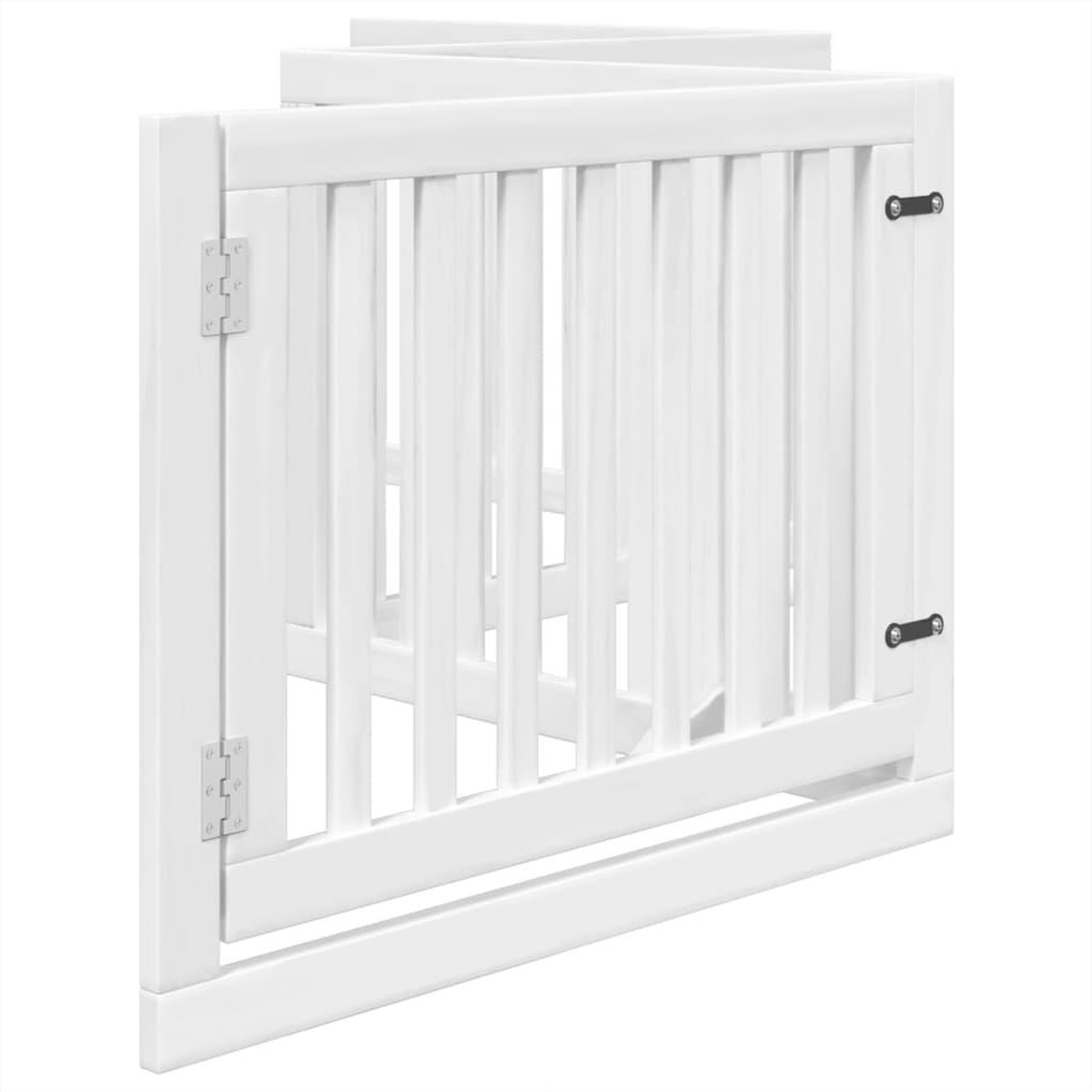 Voir la diapositive 5 : VIDAXL Barriere pour chiens et porte 4 panneaux blanc bois de peuplier