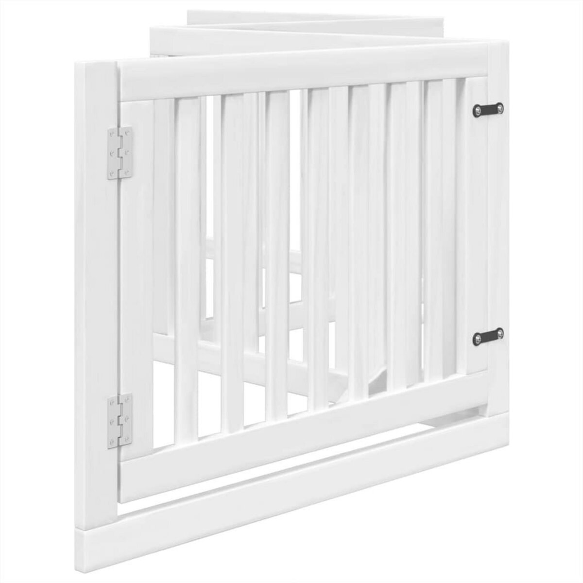 VIDAXL Barriere pour chiens et porte 4 panneaux blanc bois de peuplier