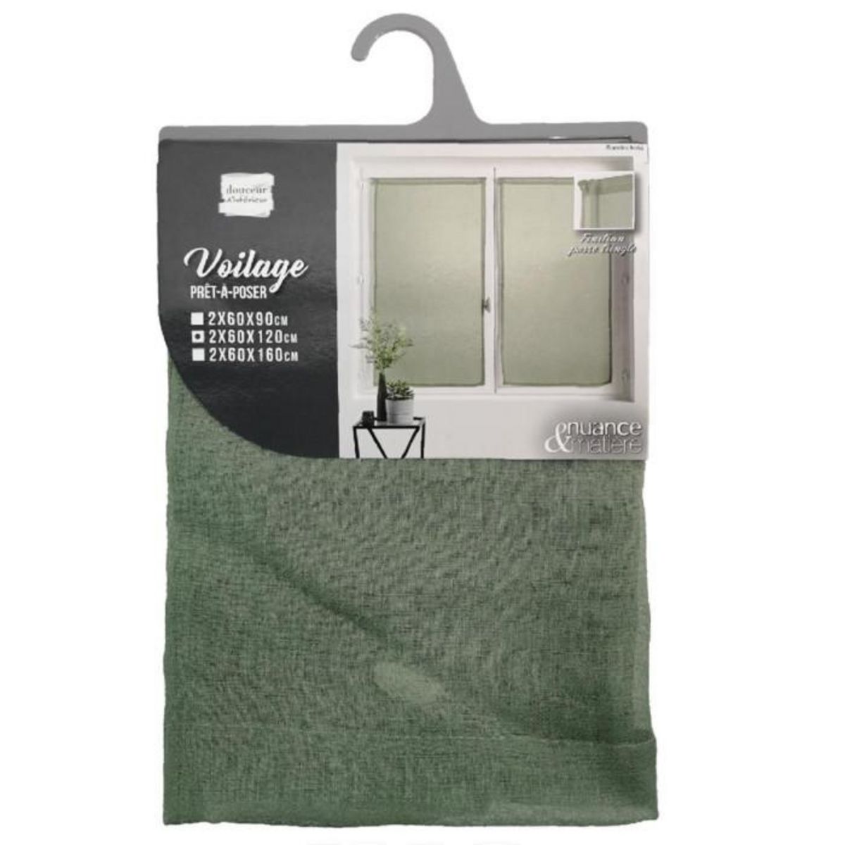 Paris Prix Paire de Voilages  Sandra  60x120cm Kaki