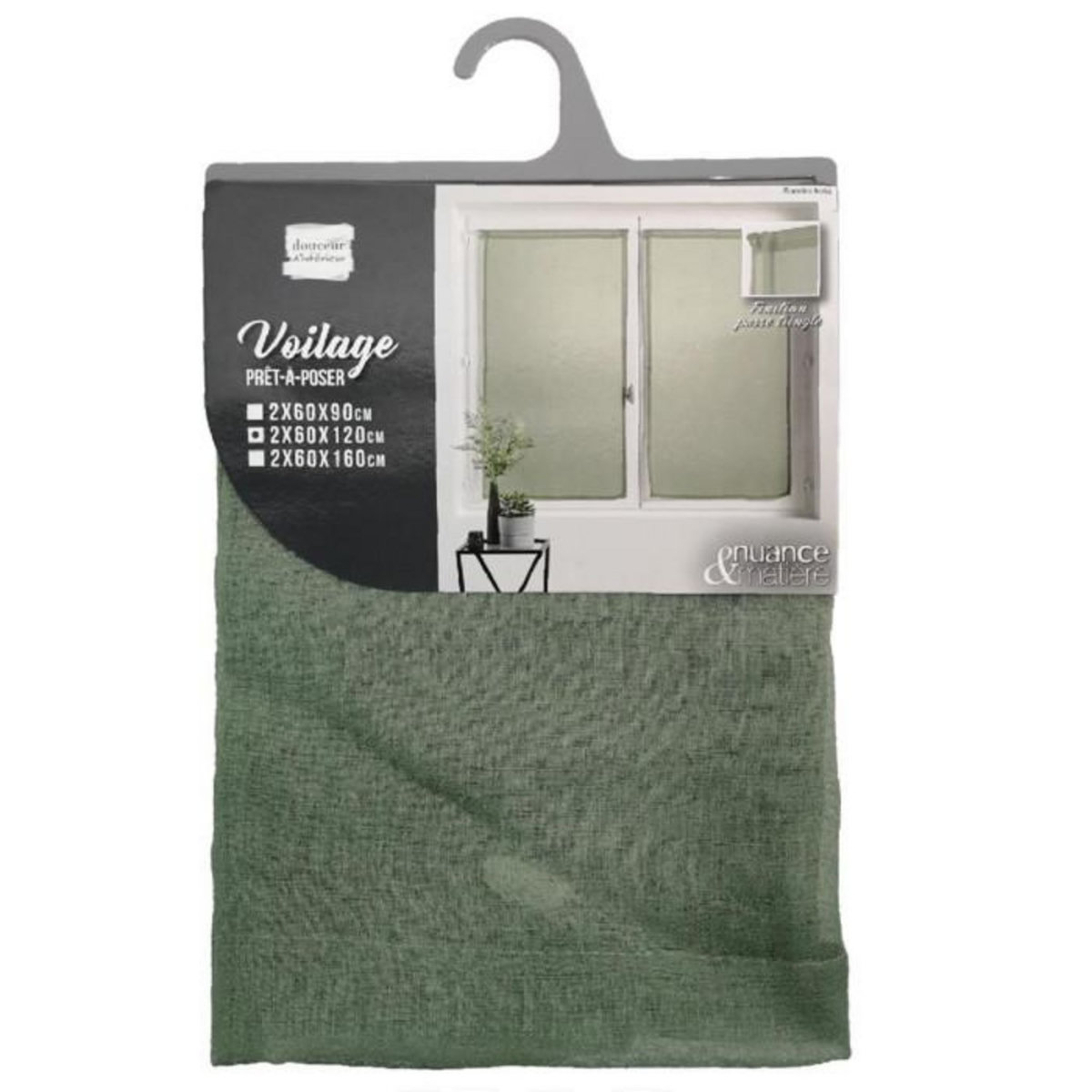 Paris Prix Paire de Voilages  Sandra  60x120cm Kaki