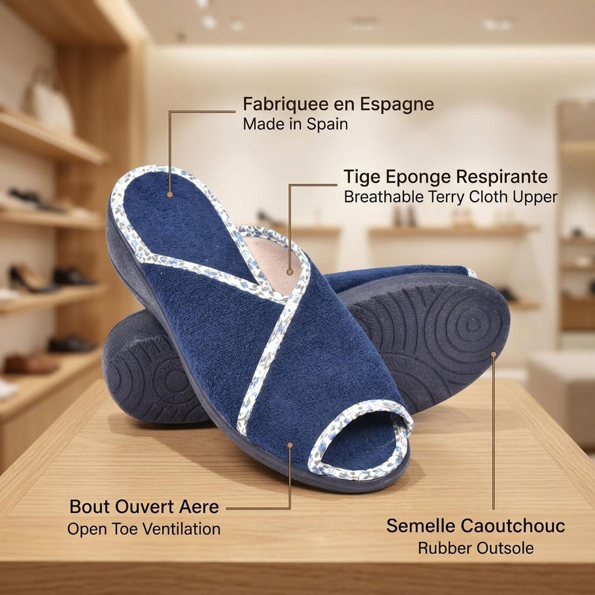 Voir la diapositive 4 : OZABI OZABI-Pantoufle Mule Femme Eponge Respirante Fabrication Espagnole, Bout Ouvert