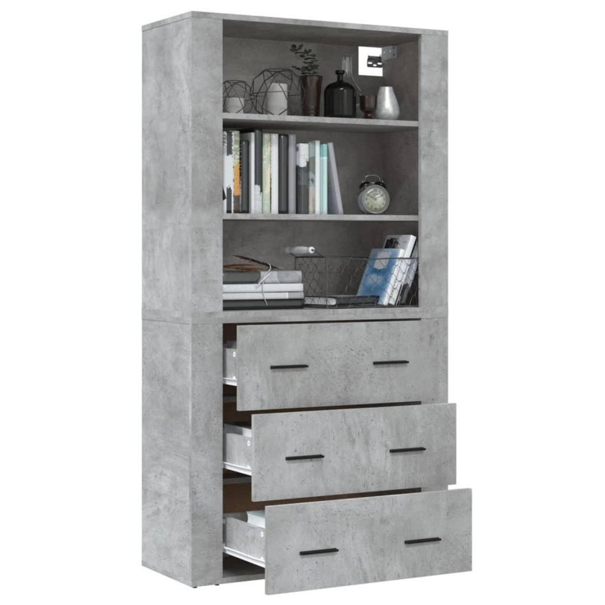 VIDAXL Buffet haut Gris beton Bois d'ingenierie