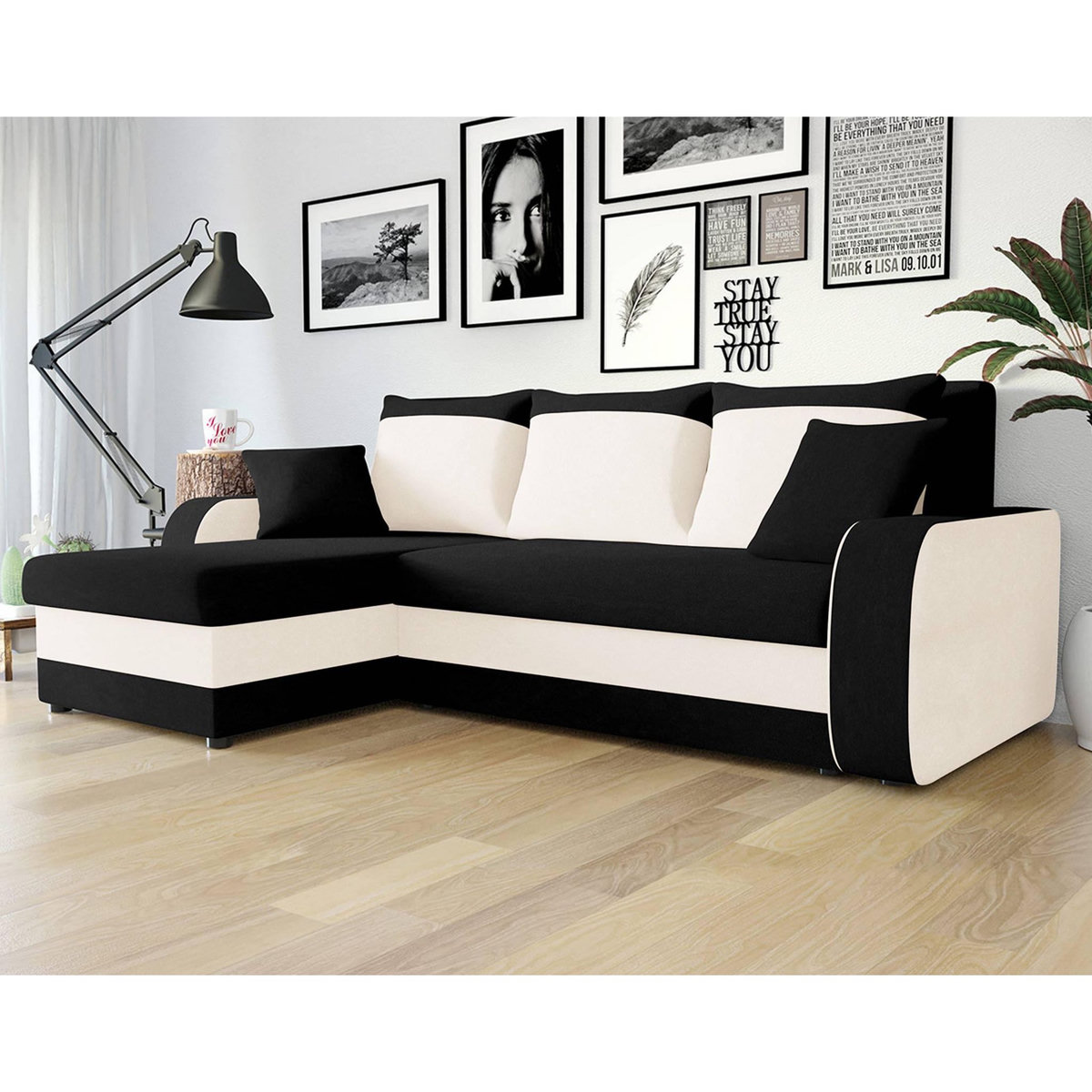 BEST MOBILIER Valos - canapé d'angle réversible - 4 places - convertible avec coffre - en velours