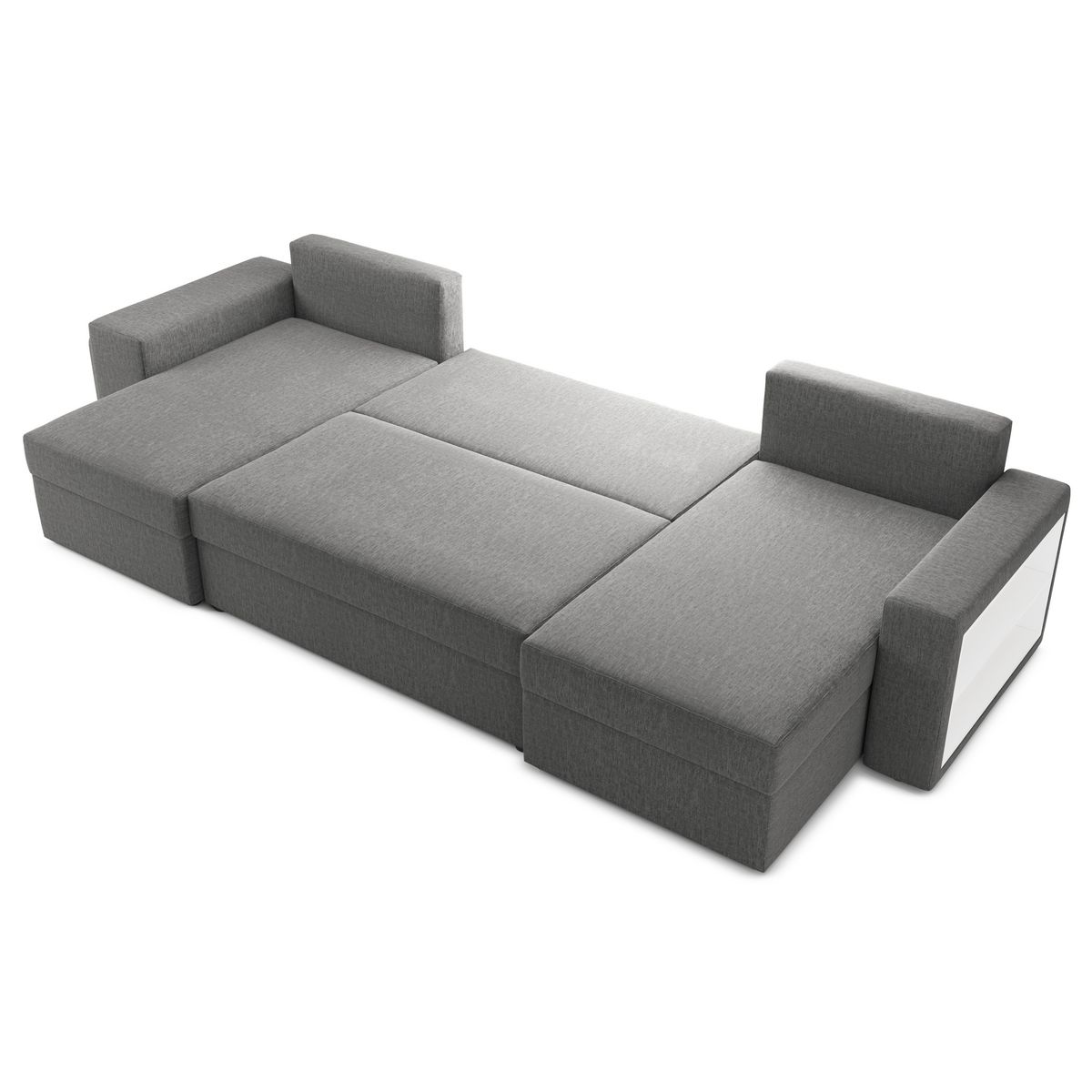 Canapé panoramique convertible 6 places avec étagères et poufs intégrés AUSTIN