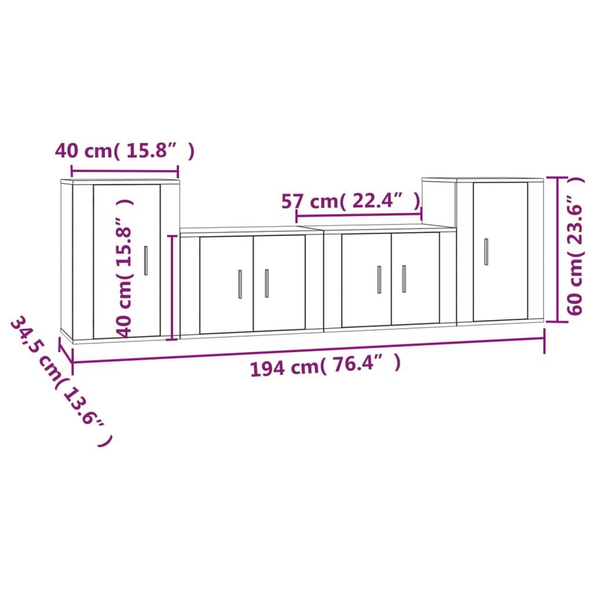 Voir la diapositive 6 : VIDAXL Ensemble de meubles TV 4 pcs Noir Bois d'ingenierie