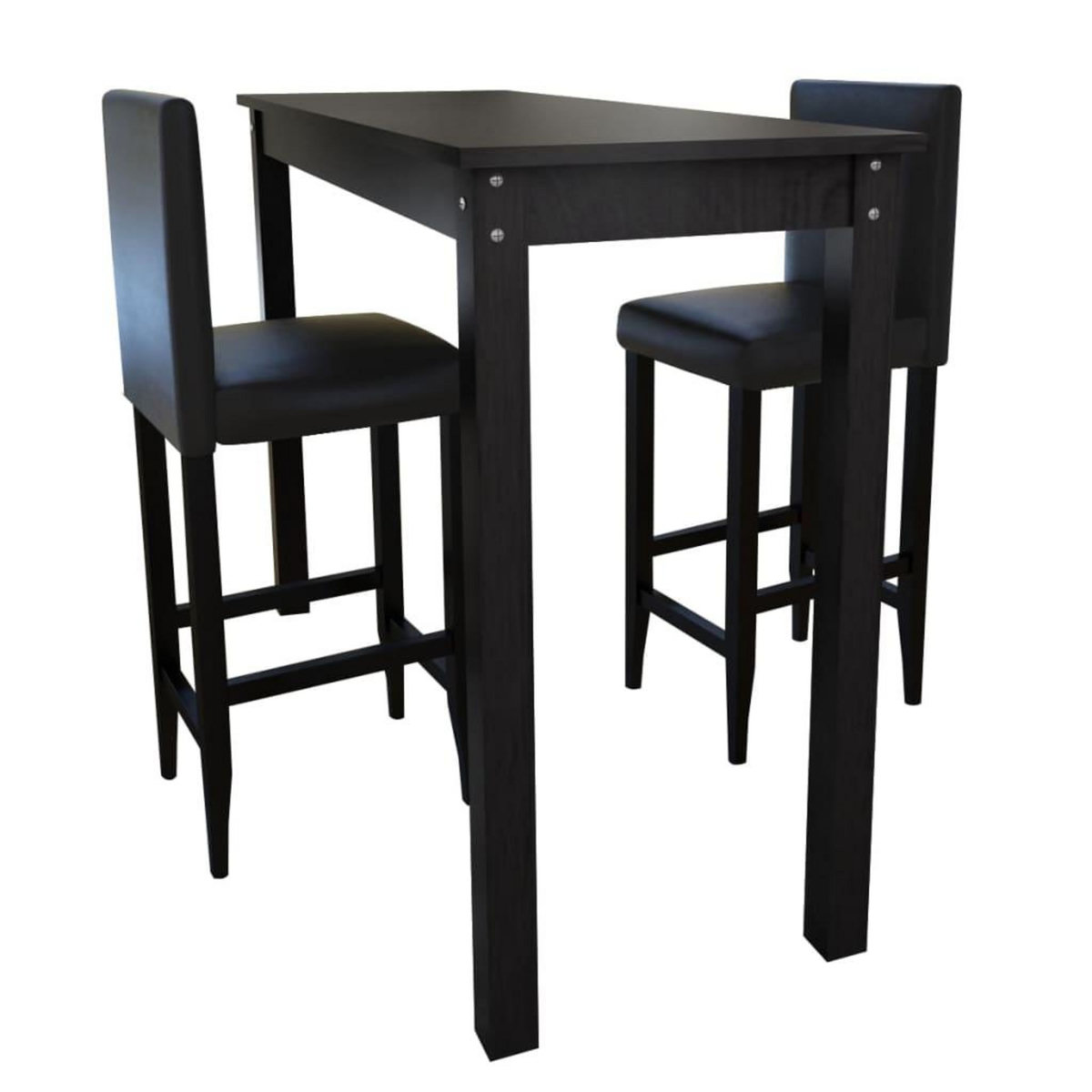 VIDAXL Set de 1 table de bar et 2 tabourets noir