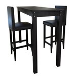 VIDAXL Set de 1 table de bar et 2 tabourets noir