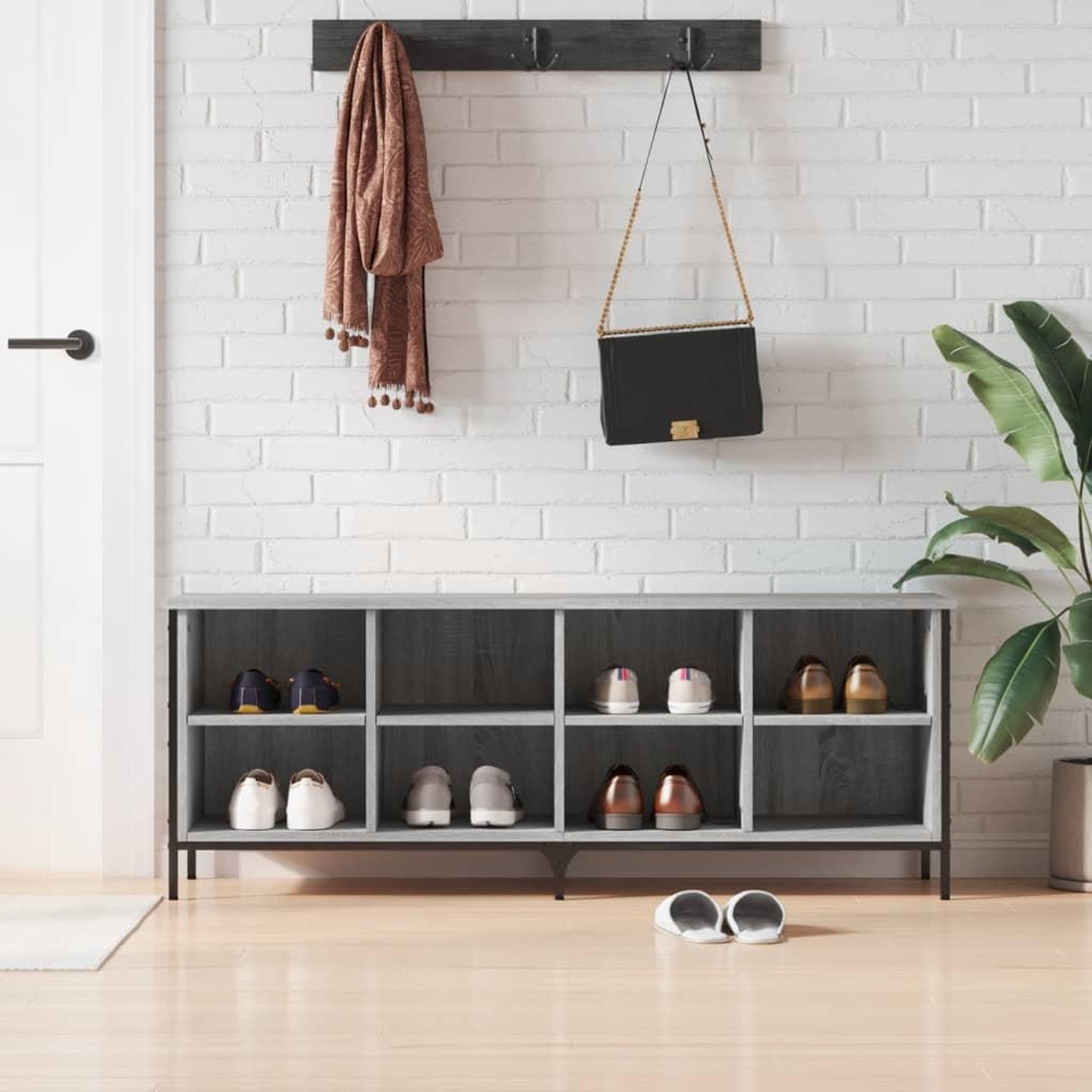 VIDAXL Armoire a chaussures sonoma gris 131x35x50 cm bois d'ingenierie