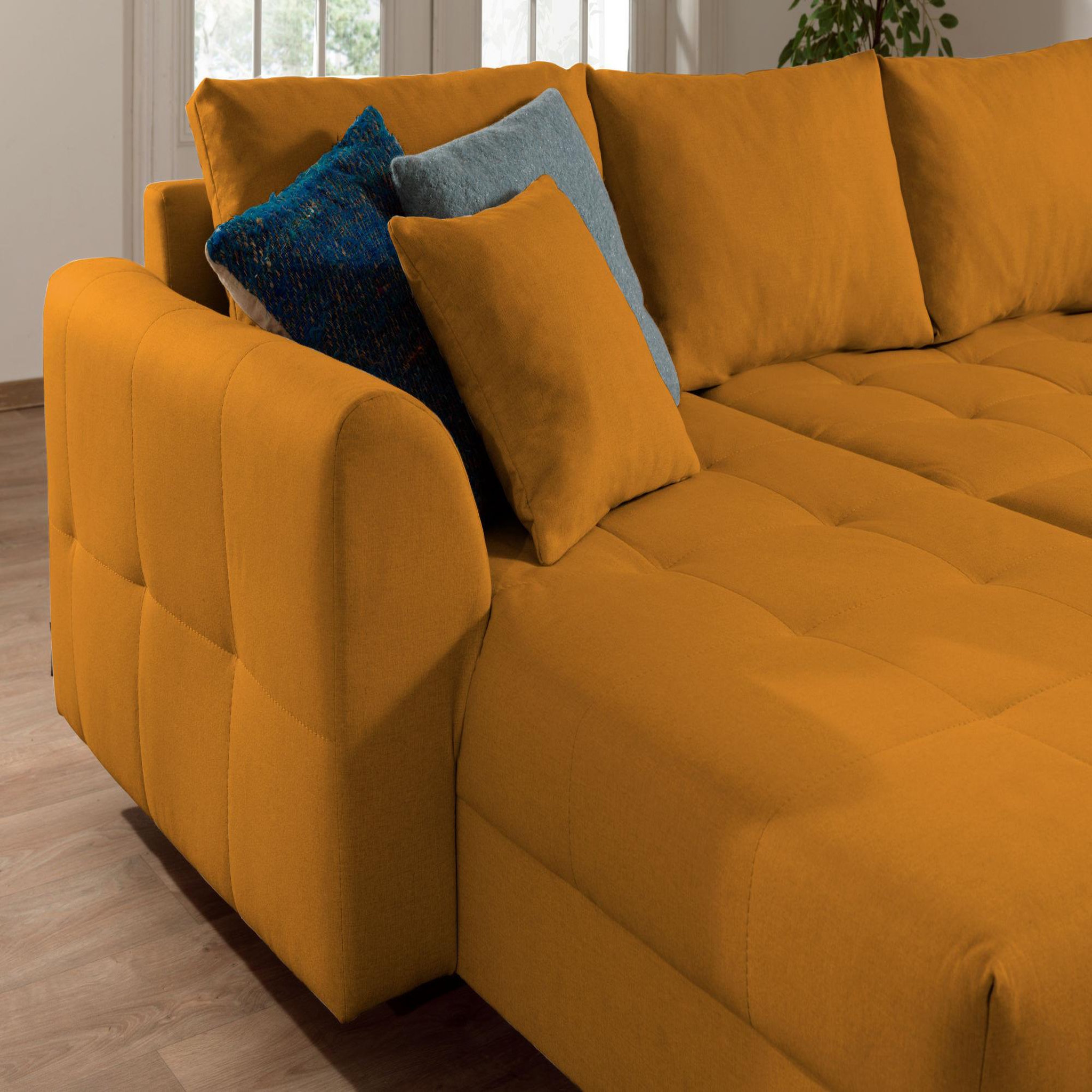 Voir la diapositive 5 : LISA DESIGN Rune - canapé panoramique - avec pouf d'appoint - 7 places - style scandinave - droit