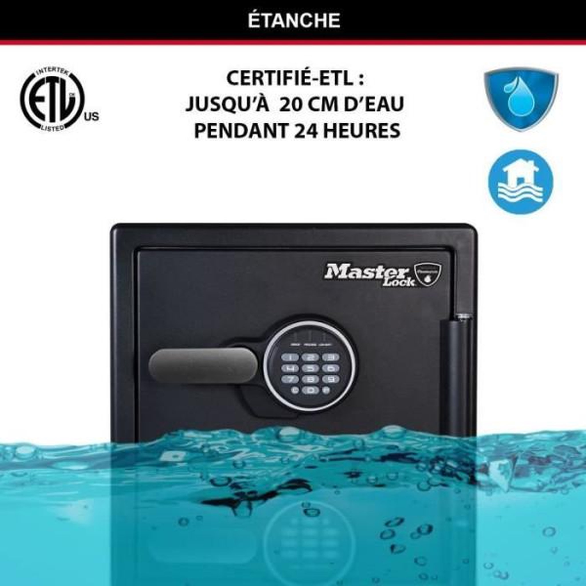 Voir la diapositive 5 : Master lock Coffre-fort - master lock - lfw123ftc - ignifuge et etanche - xl 33,6 litres - combinaison electronique