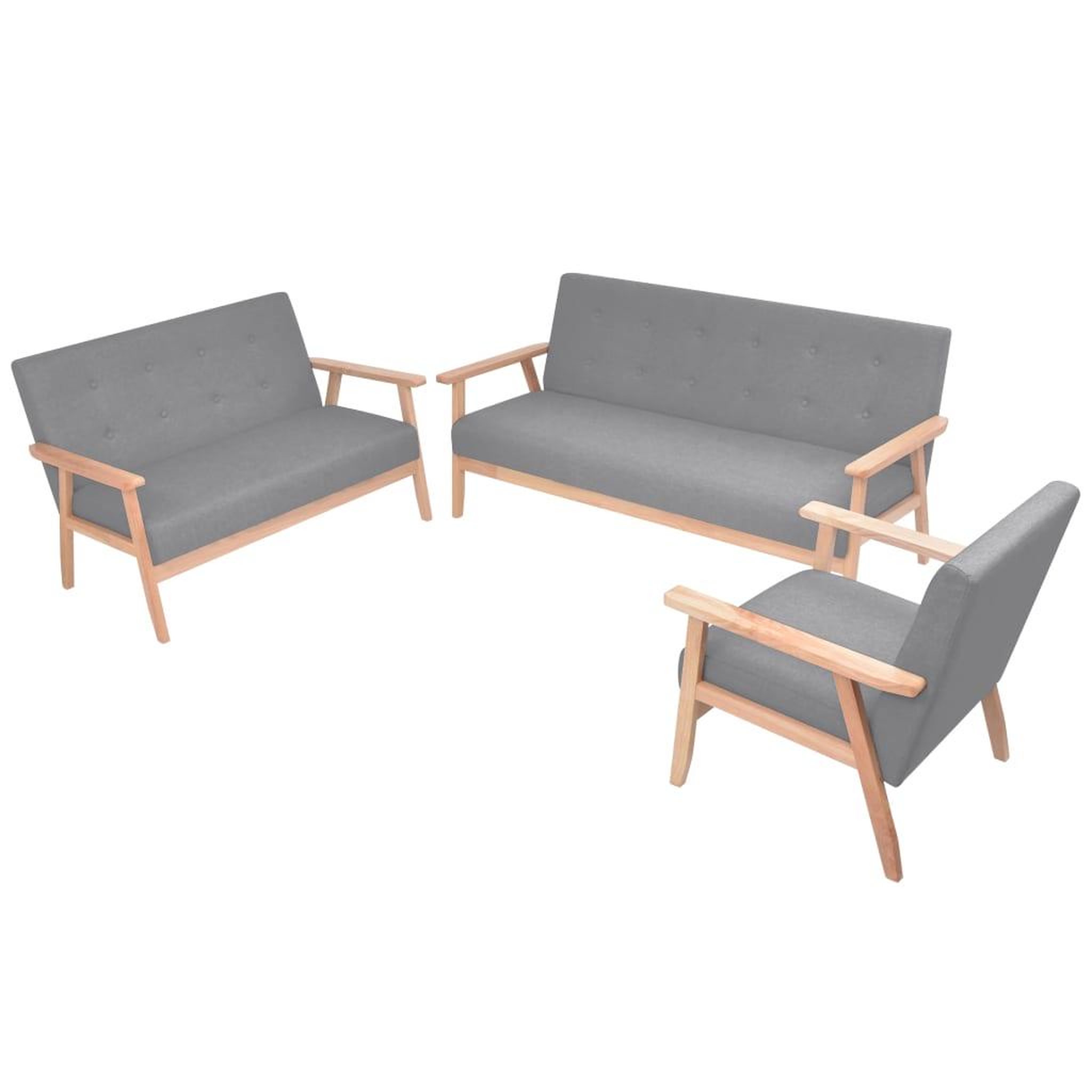 Voir la diapositive 1 : VIDAXL Ensemble de canapes 3 pcs Tissu Gris clair