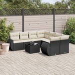 VIDAXL Salon de jardin 9 pcs avec coussins noir resine tressee