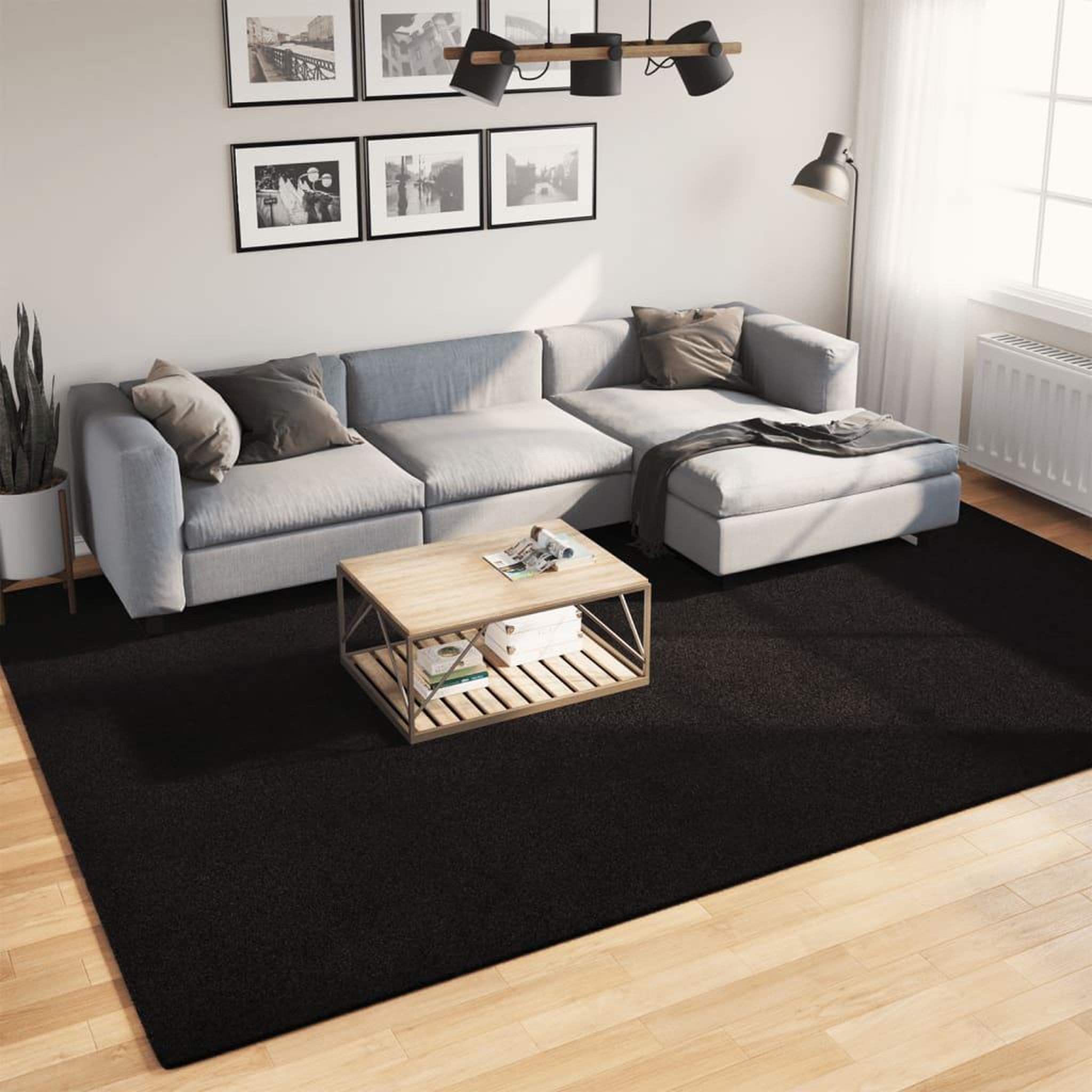 VIDAXL Tapis HUARTE a poils courts doux et lavable noir 240x340 cm