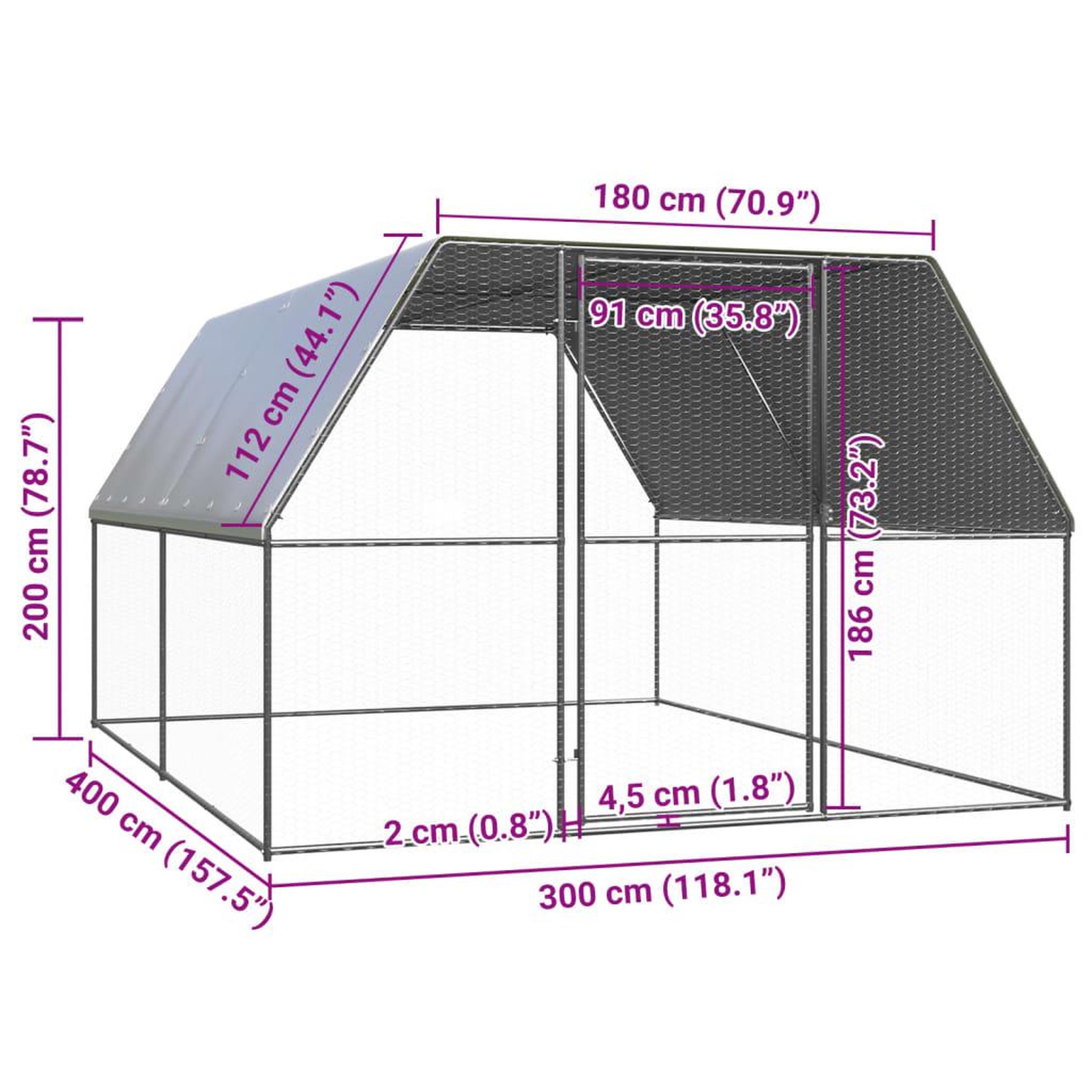 Voir la diapositive 6 : VIDAXL Poulailler d'exterieur 3x4x2 m Acier galvanise