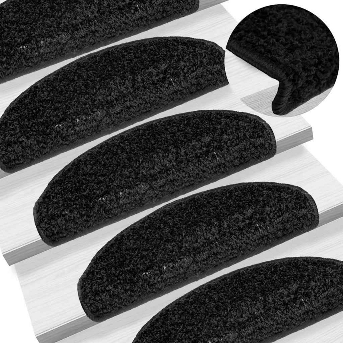 VIDAXL Tapis d'escalier 20 pcs noir 65x21x4 cm