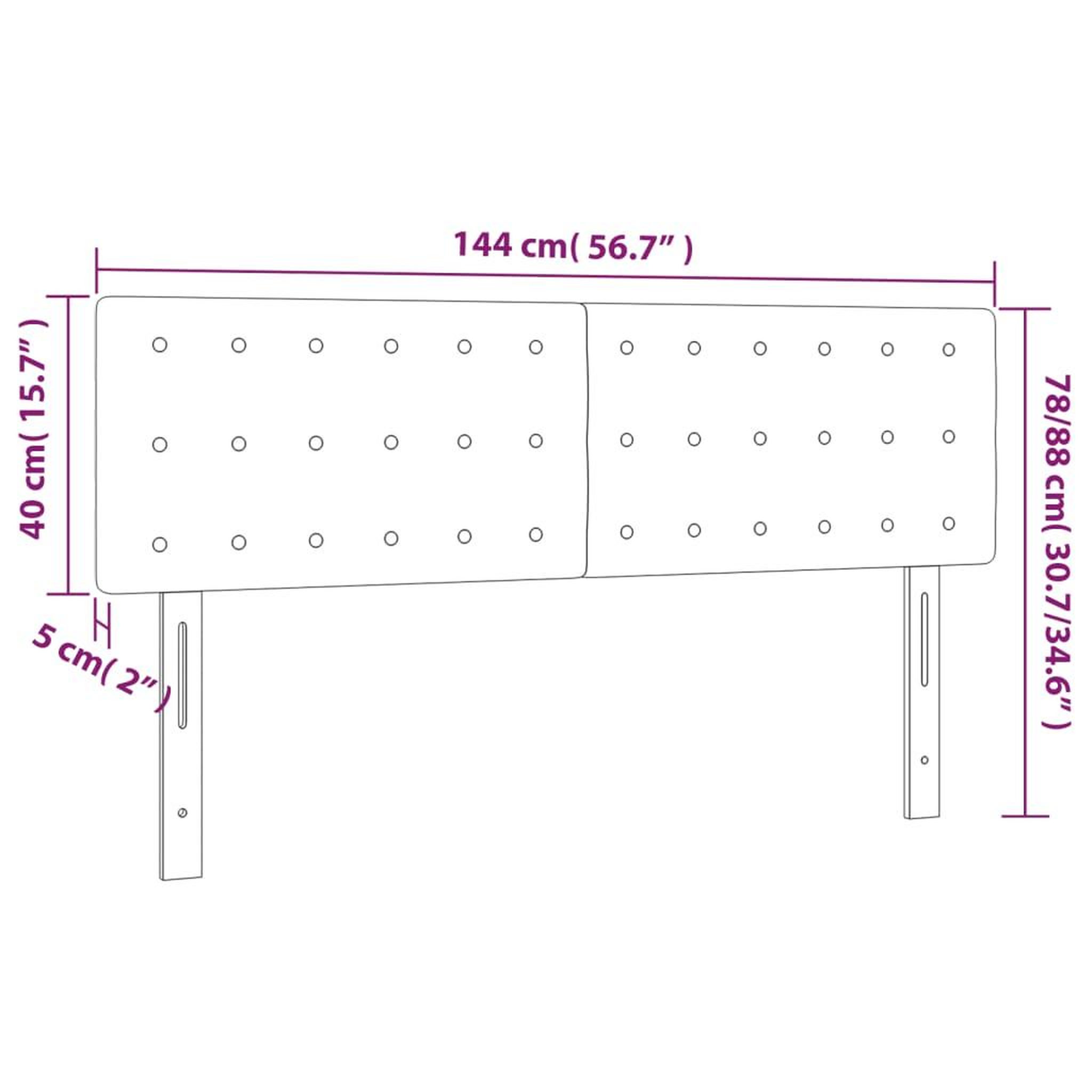 Voir la diapositive 6 : VIDAXL Tete de lit a LED Creme 144x5x78/88 cm Tissu