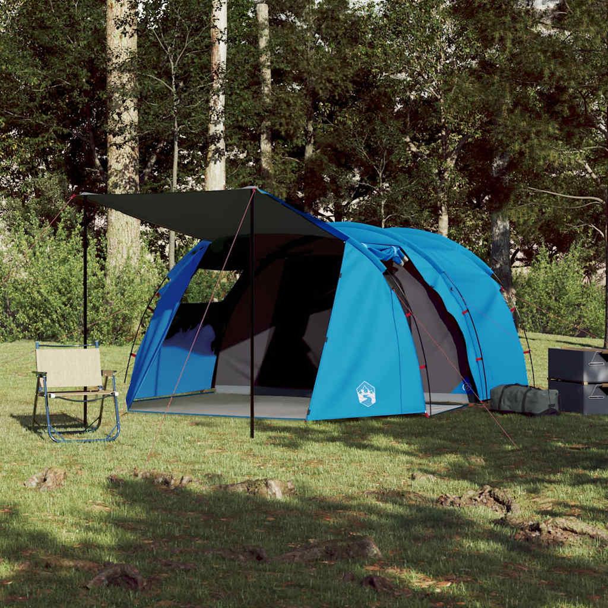 Voir la diapositive 3 : VIDAXL Tente de camping tunnel 4 personnes bleu impermeable