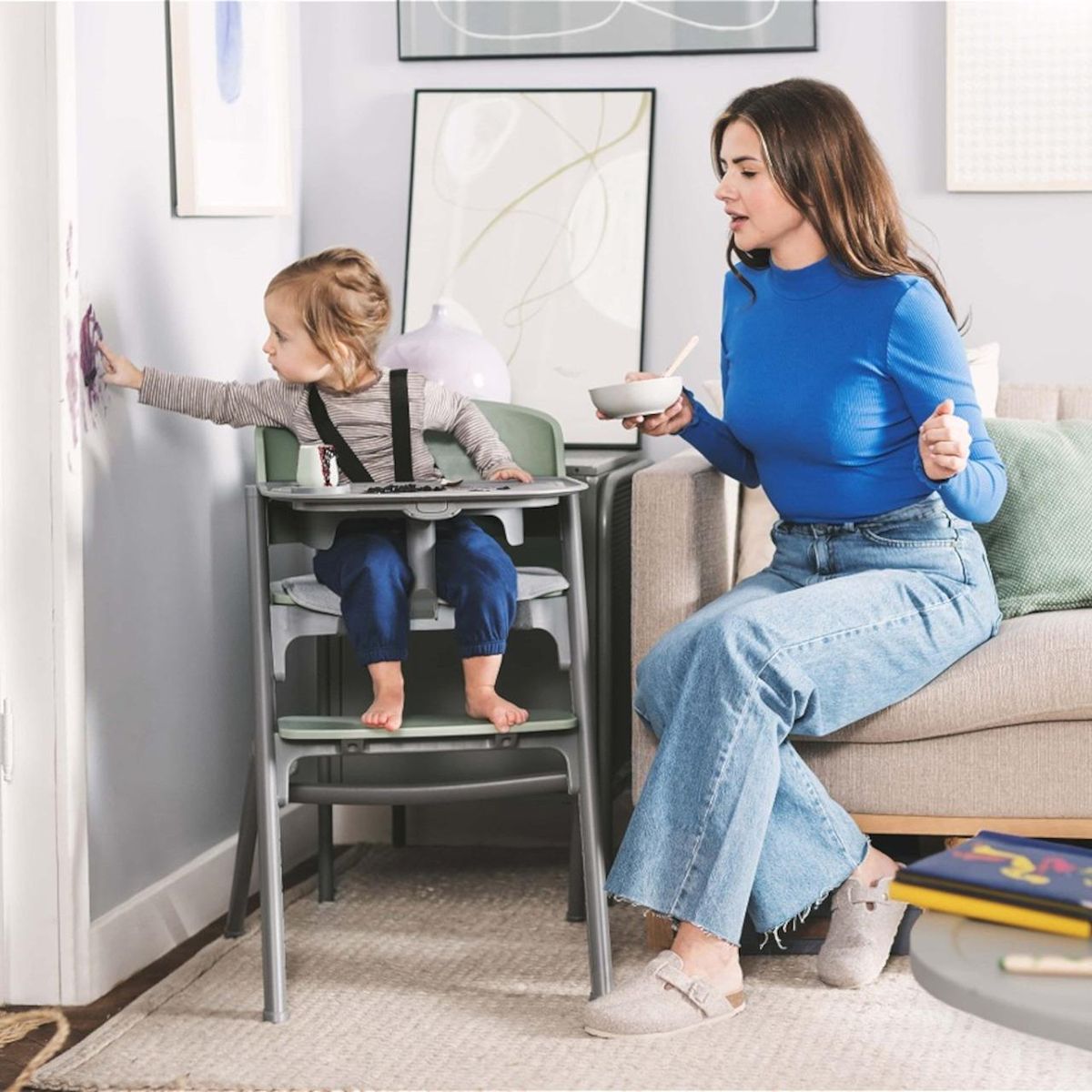 KINDERKRAFT Chaise haute 3 en 1 avec assise réglable et design moderne