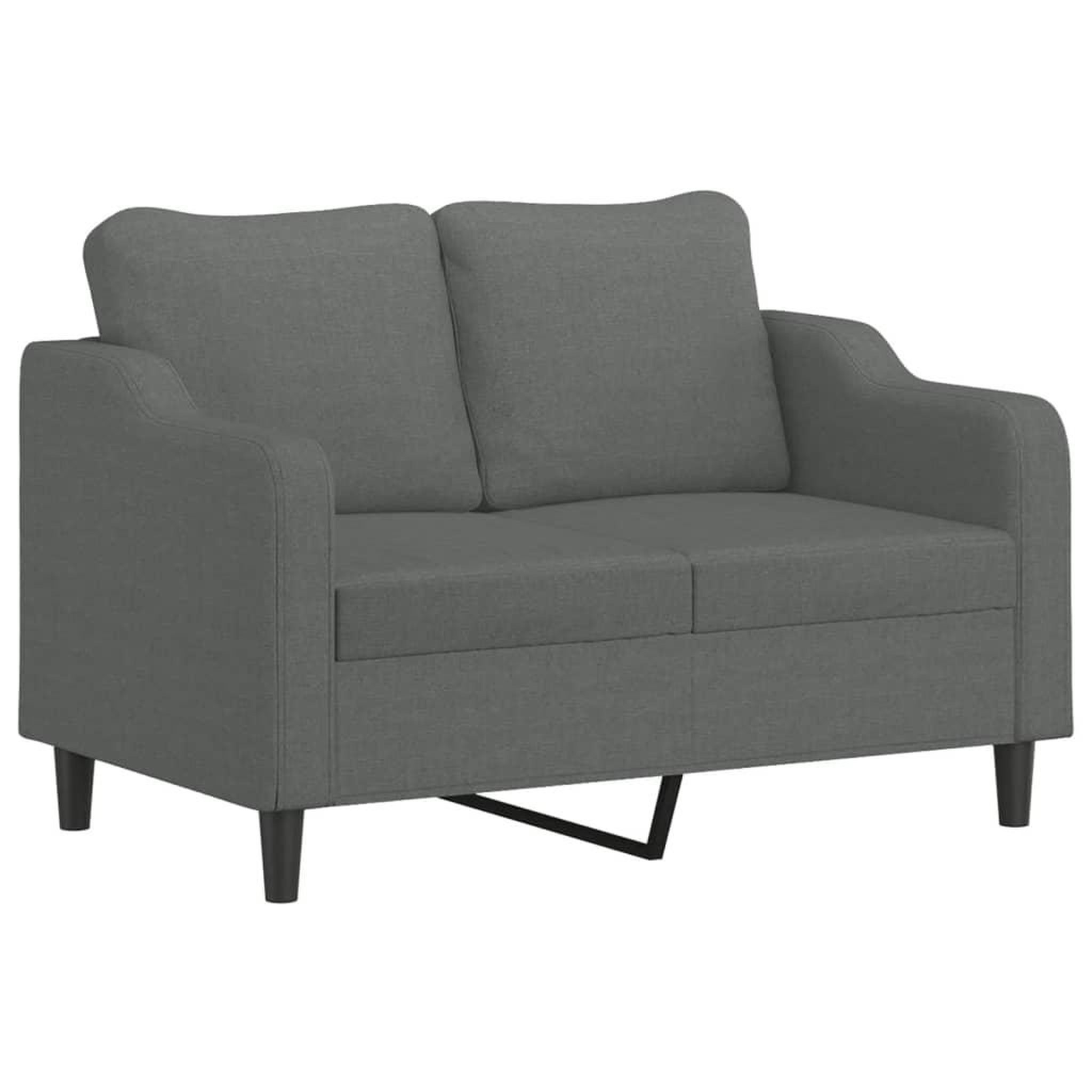 Voir la diapositive 4 : VIDAXL Canape 2 places avec oreillers gris fonce 120 cm tissu