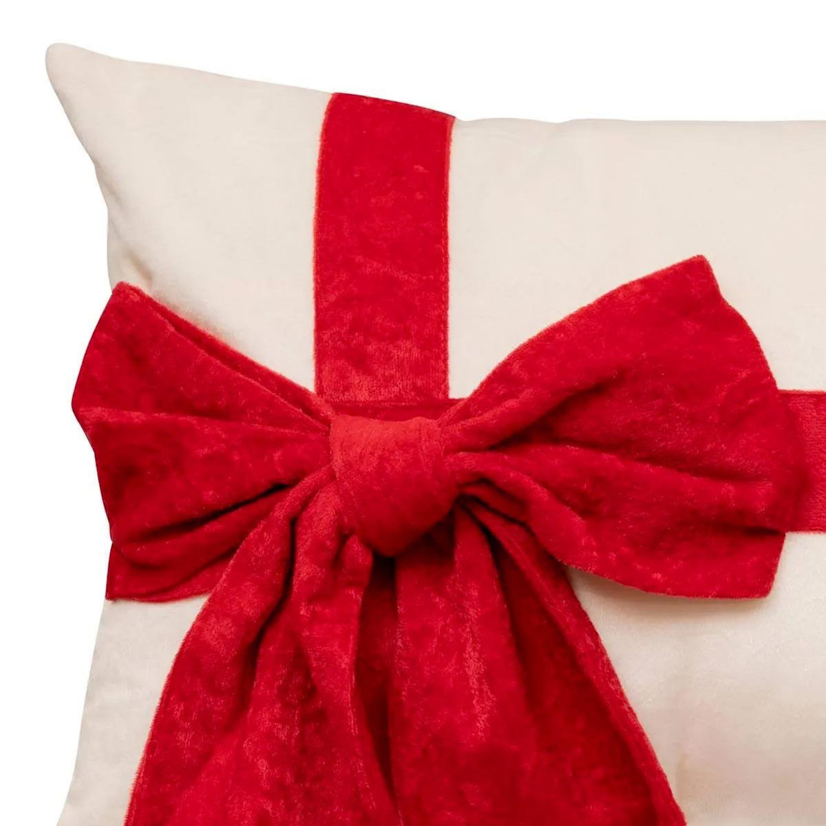 ATMOSPHERA Coussin en Velours avec Nœud  Cadeau  30x50cm Beige