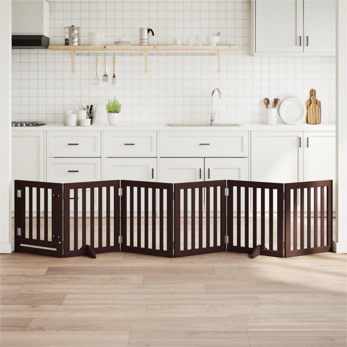 VIDAXL Barriere pour chiens avec porte 6 panneaux bois de peuplier