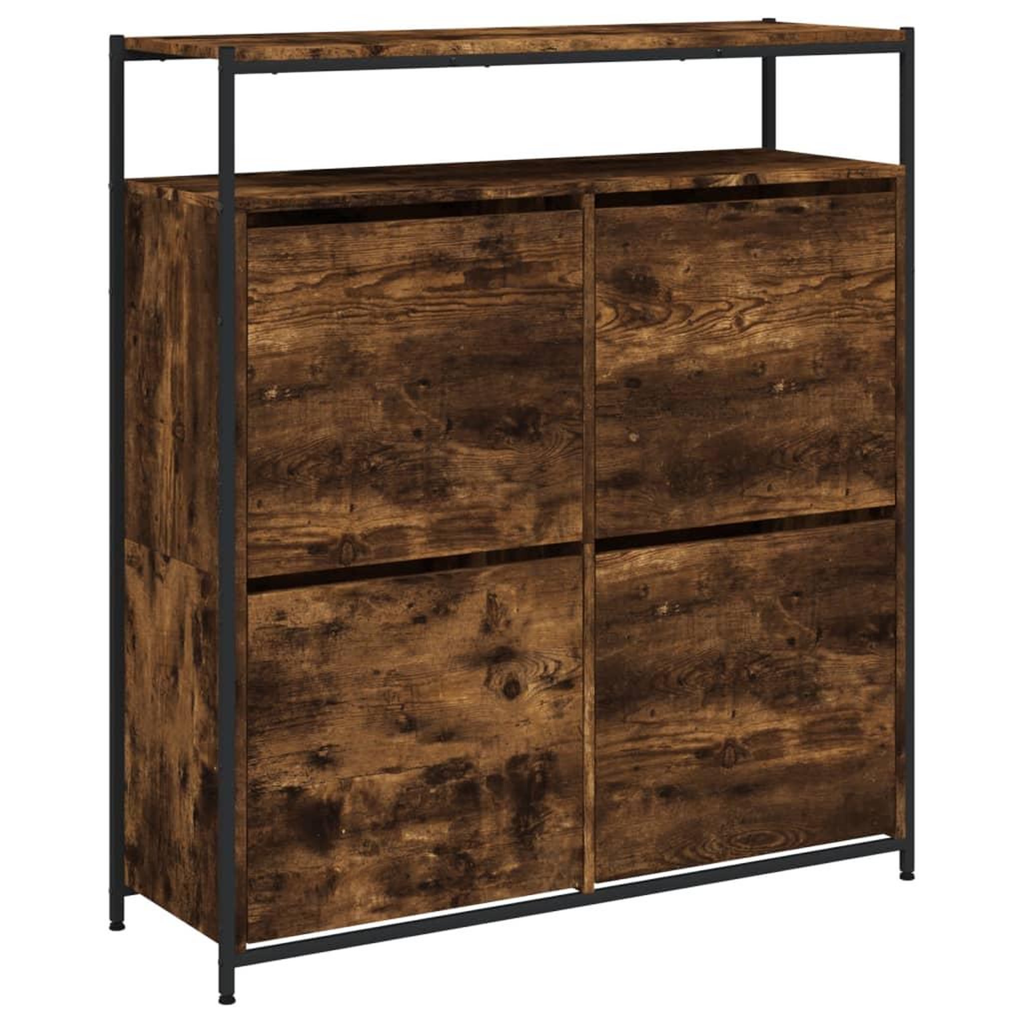 Voir la diapositive 2 : VIDAXL Armoire a chaussures 4 tiroirs rabattables chene fume