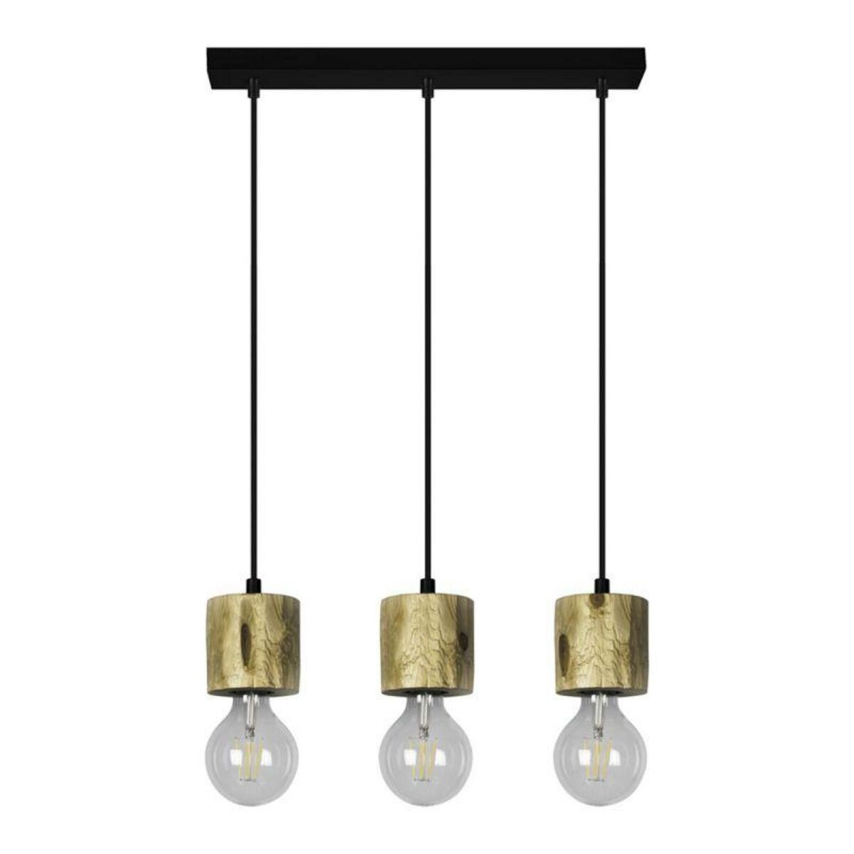 Paris Prix Lampe Suspension 3 Têtes Design  Pinos  100cm Pin