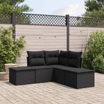 VIDAXL Salon de jardin 5 pcs avec coussins noir resine tressee