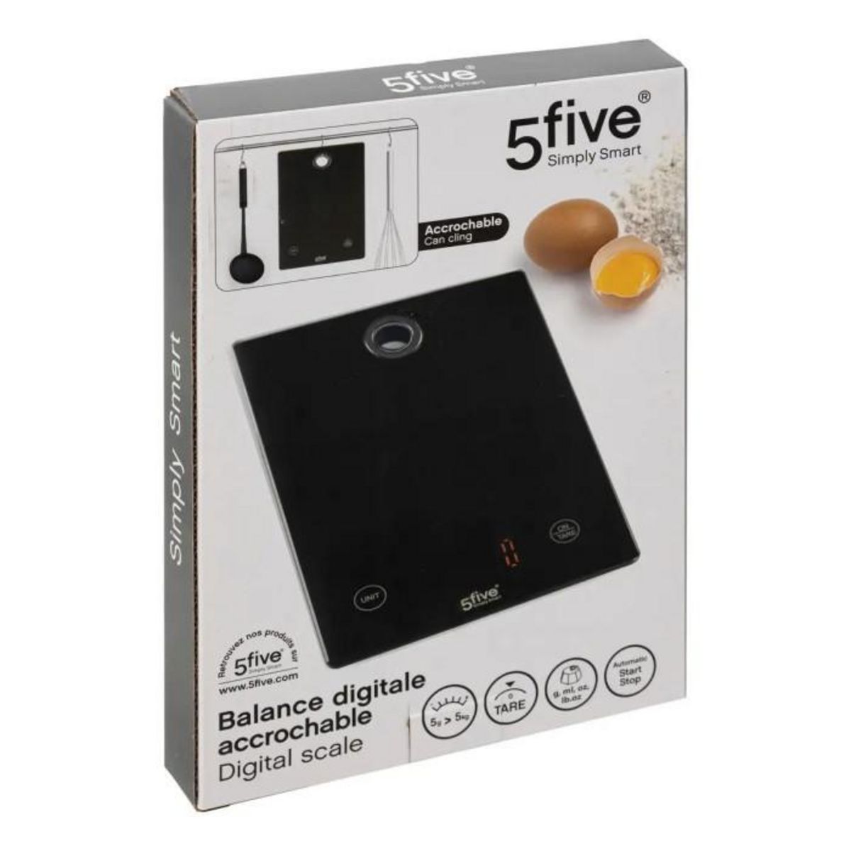 FIVE Balance Digitale en Verre  Accro  23cm Noir