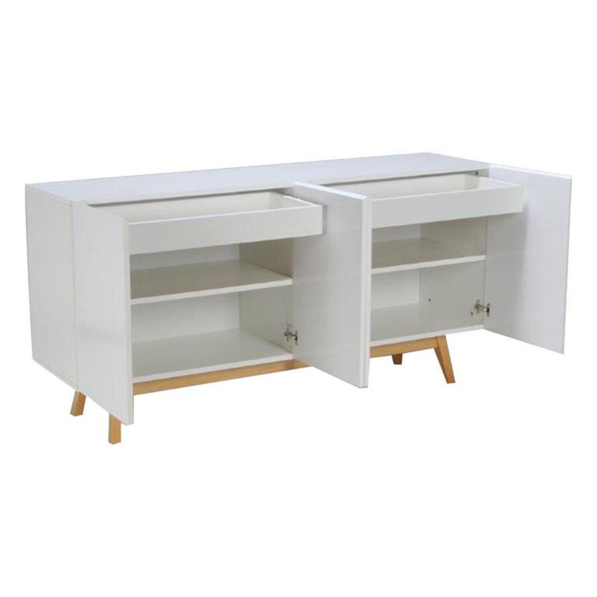 Bahut scandinave SNOW blanc, 4 portes 2 tiroirs L160cm