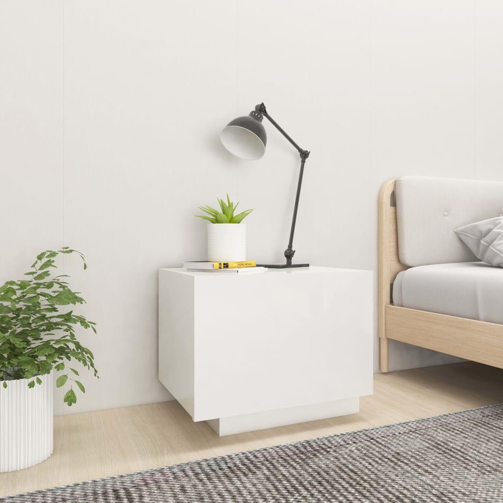 Voir la diapositive 3 : VIDAXL Table de chevet blanc brillant 100x35x40 cm bois d'ingenierie