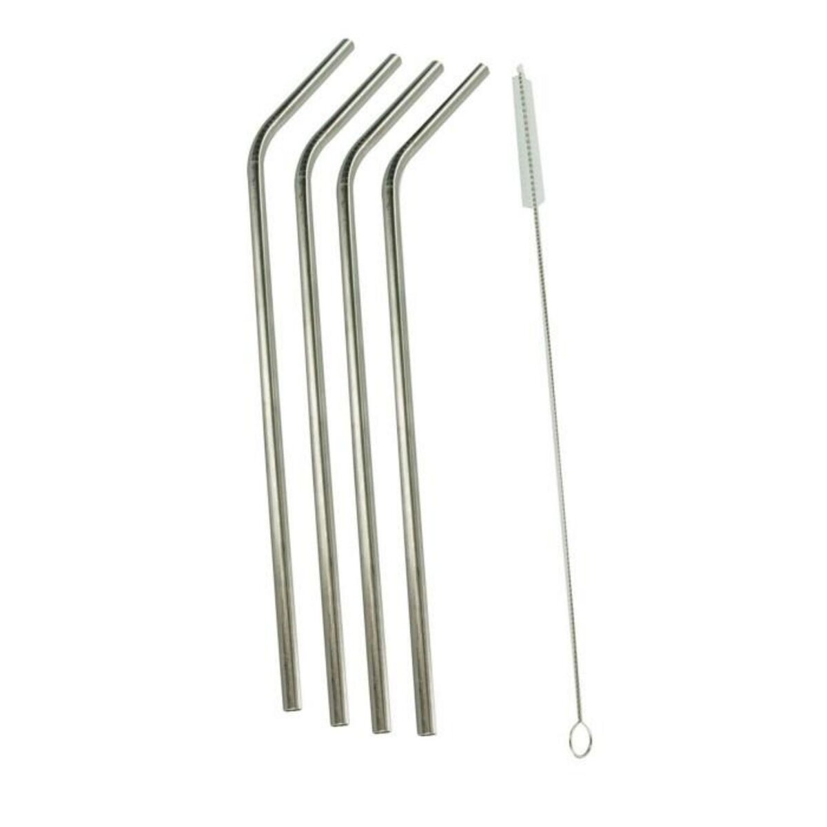 Paris Prix Lot de 4 Pailles Inox & Goupillon  Cali  25cm Argent