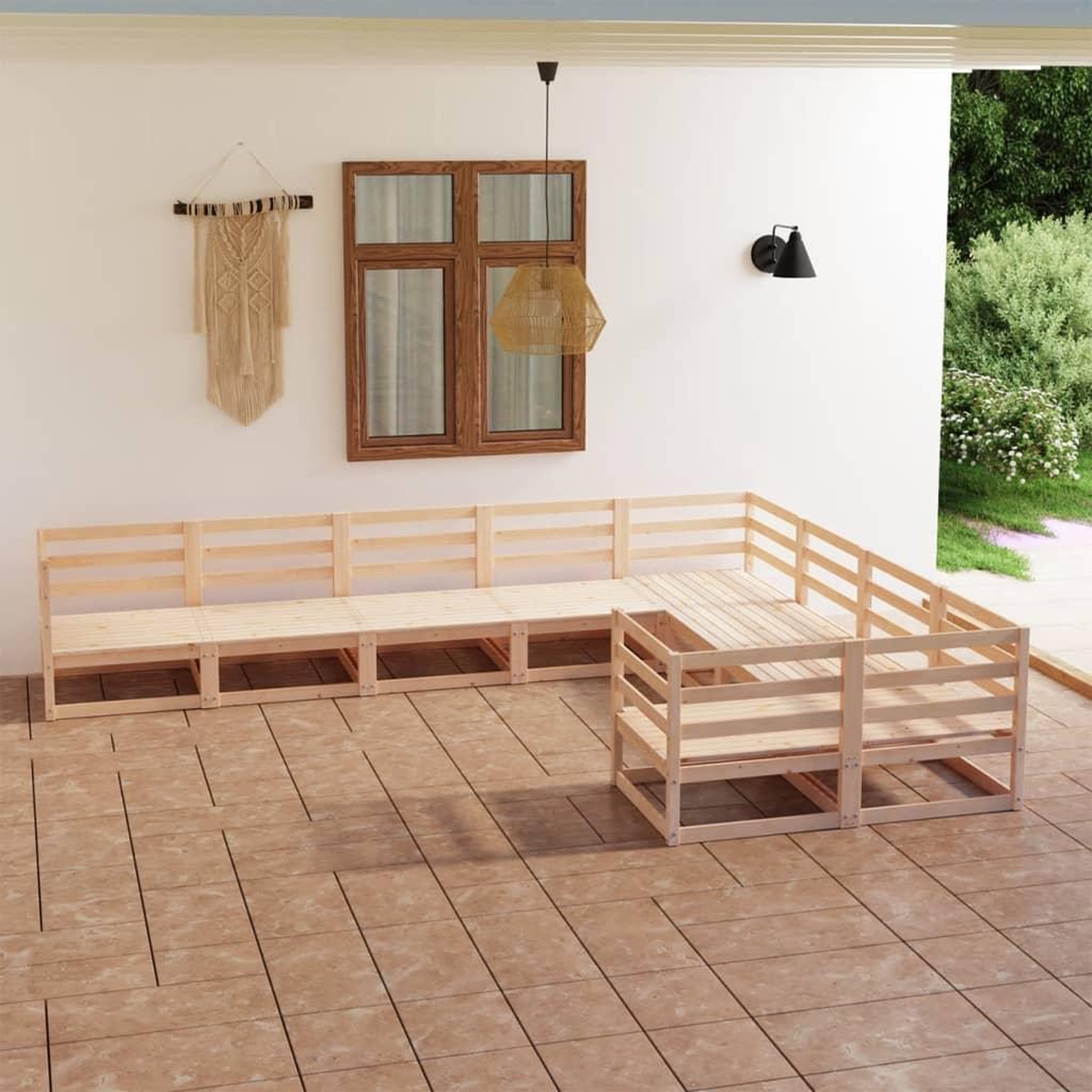 Voir la diapositive 1 : VIDAXL Salon de jardin 9 pcs bois de pin massif