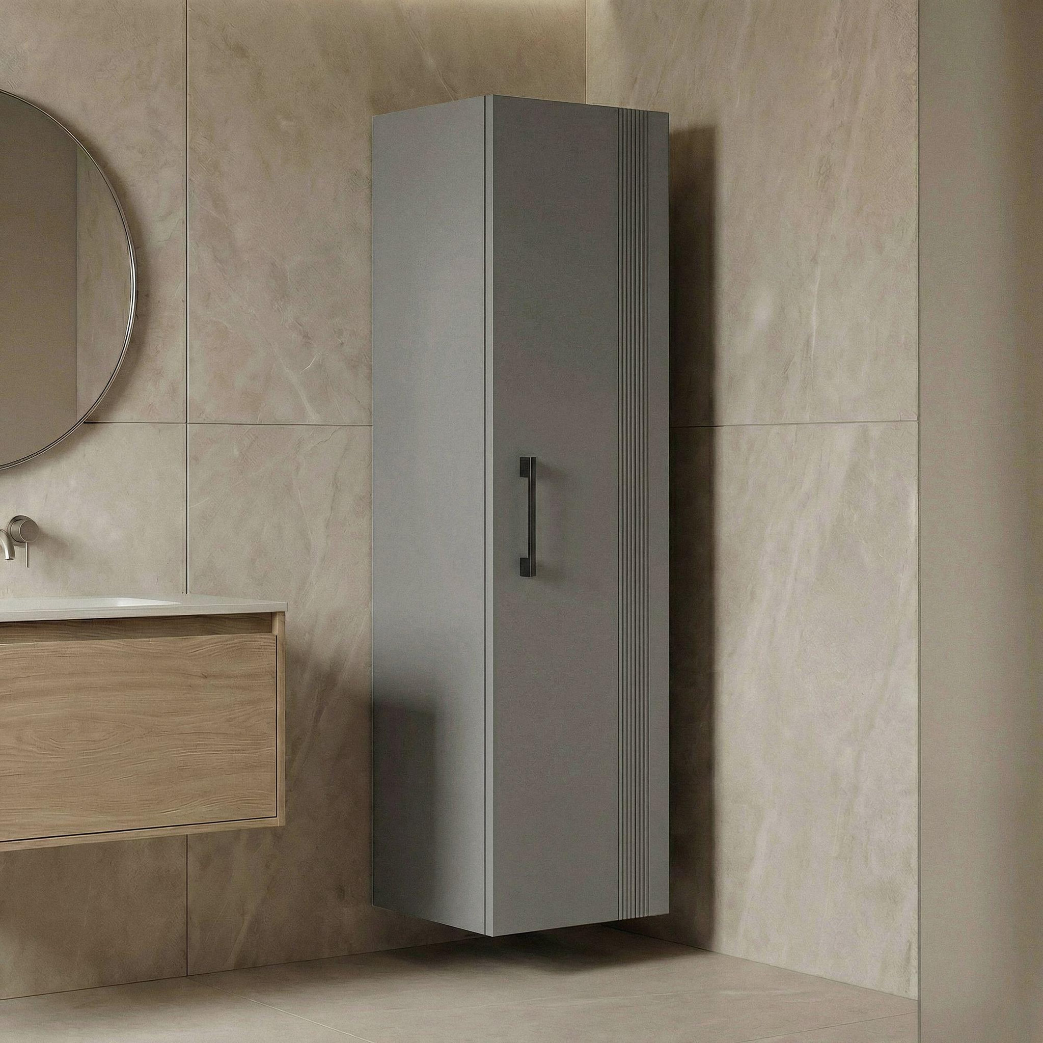 Voir la diapositive 2 : Habitat et Jardin Armoire de Salle de Bain  Bari 40  - 40 x 32 x 138 cm - Matte Cashmere