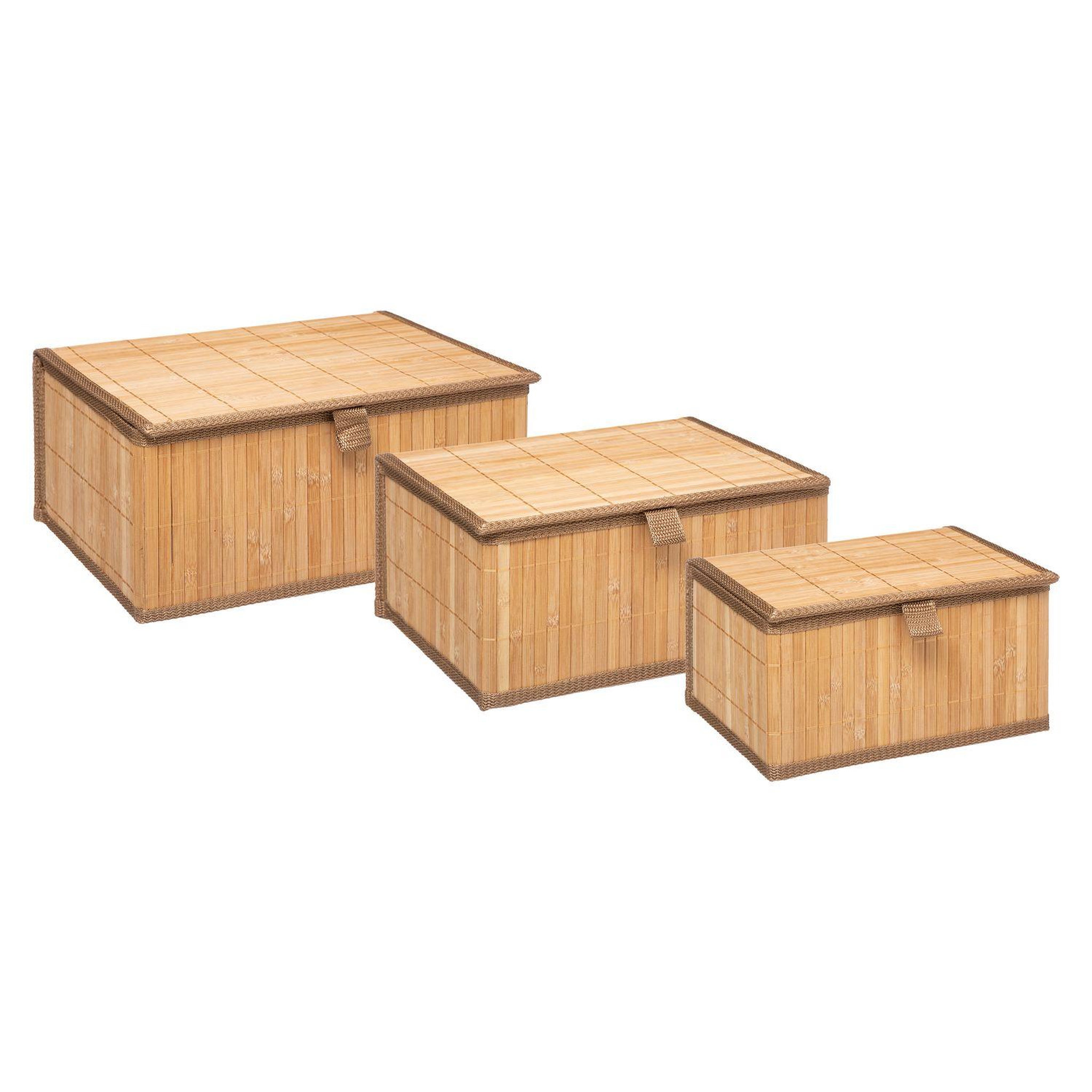 Voir la diapositive 1 : FIVE Trio de boites rectangulaire en bambou