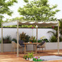 Voir la diapositive 2 : OUTSUNNY Pergola rétractable 3 x 3 m acier époxy beige polyester haute densité 180 g/m² UPF30+ kaki