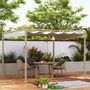 Voir la diapositive 2 : OUTSUNNY Pergola rétractable 3 x 3 m acier époxy beige polyester haute densité 180 g/m² UPF30+ kaki