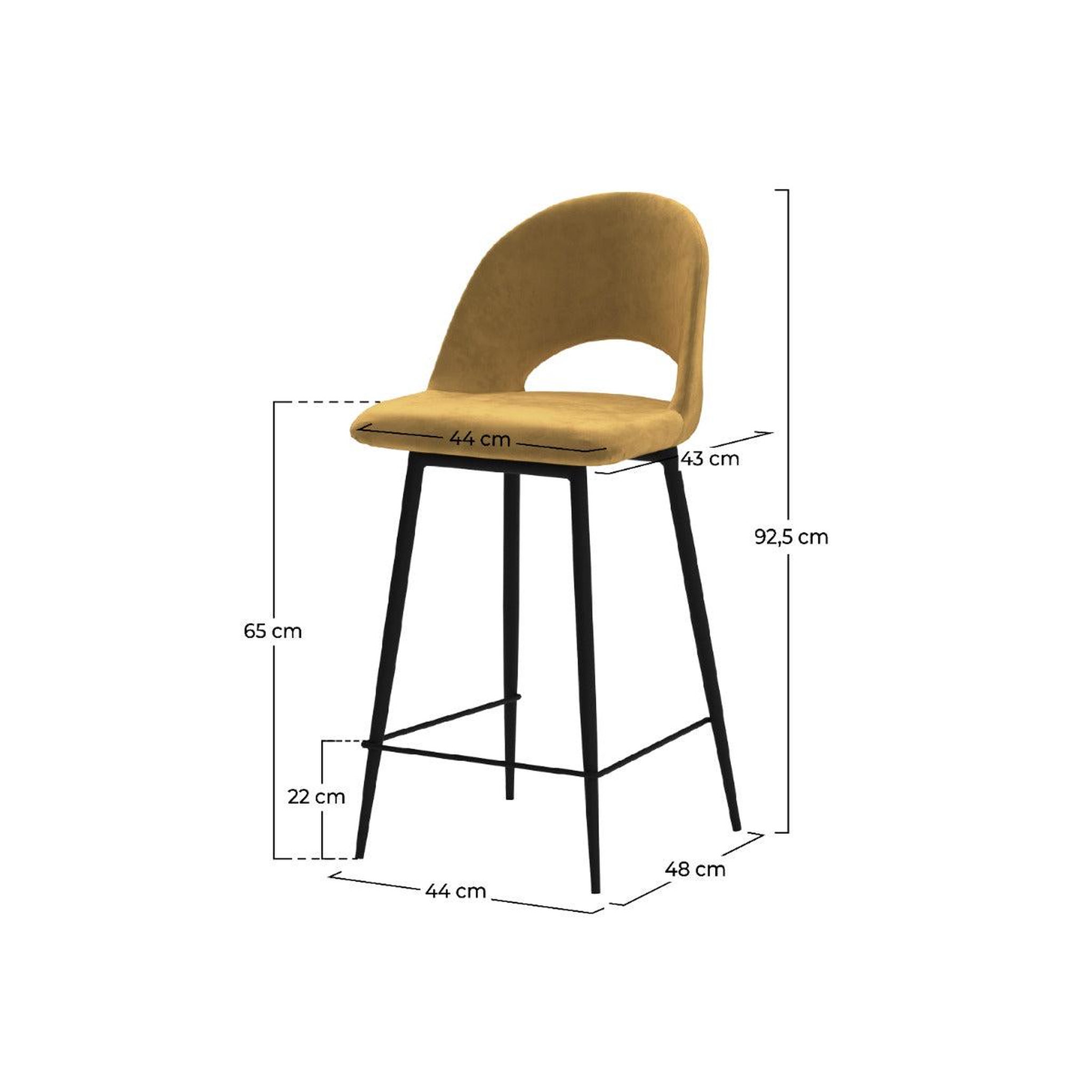 Voir la diapositive 4 : MAISON PAVANE Lot de 2 chaises pour îlot central 65 cm en velours jaune-pénélope