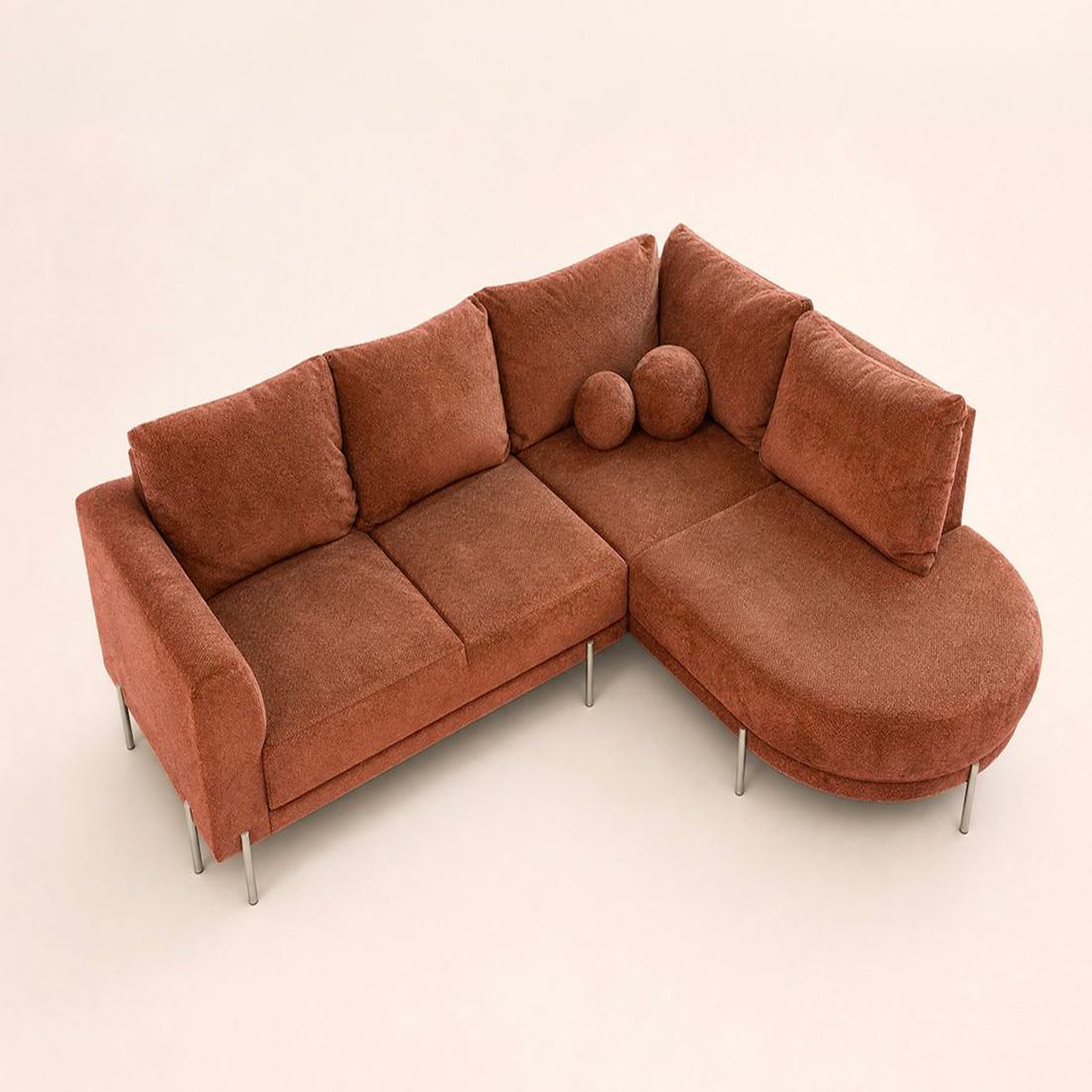 Voir la diapositive 5 : BEST MOBILIER Gabin - canapé d'angle droit 5 places en velours texturé