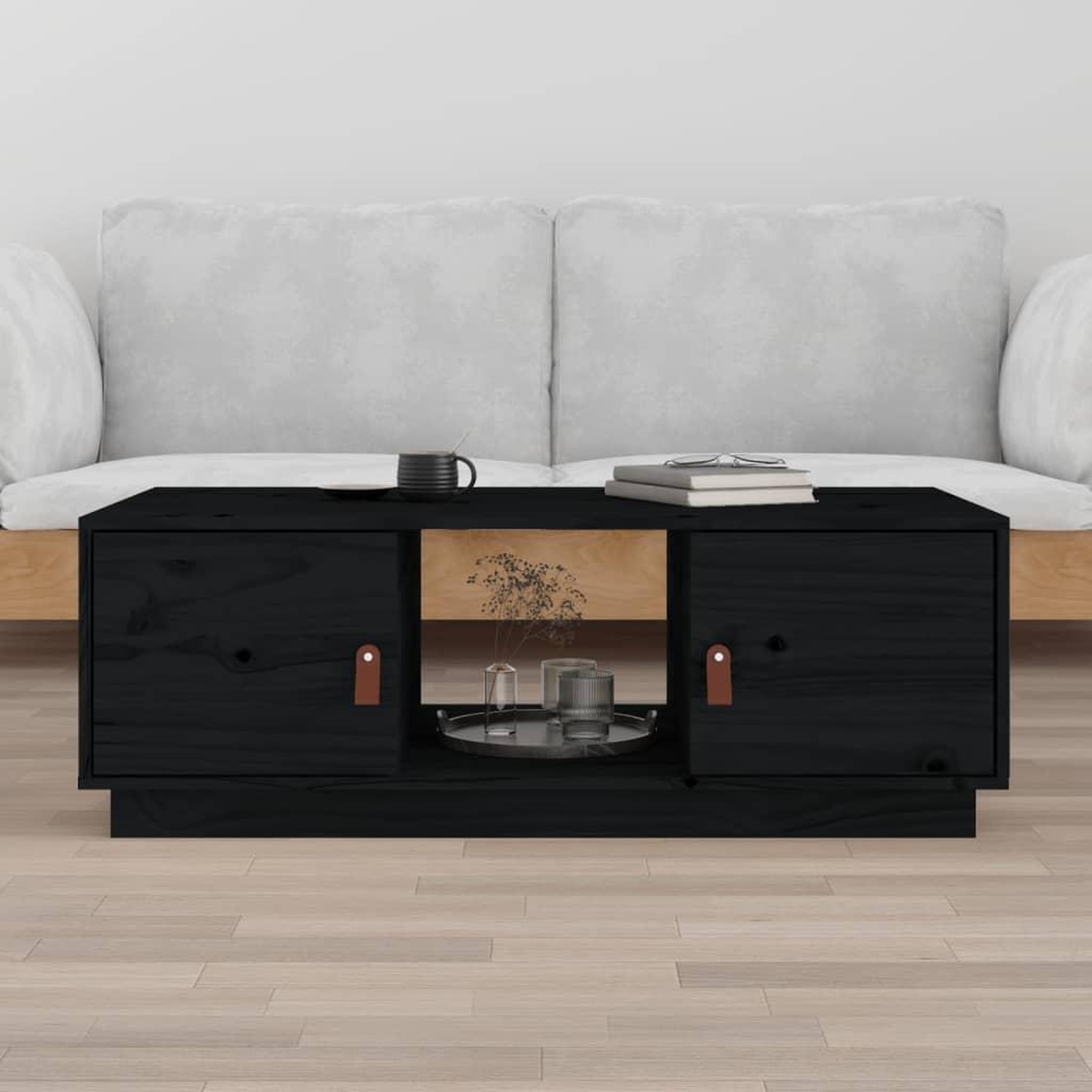 Voir la diapositive 1 : VIDAXL Table basse Noir 100x50x35 cm Bois massif de pin