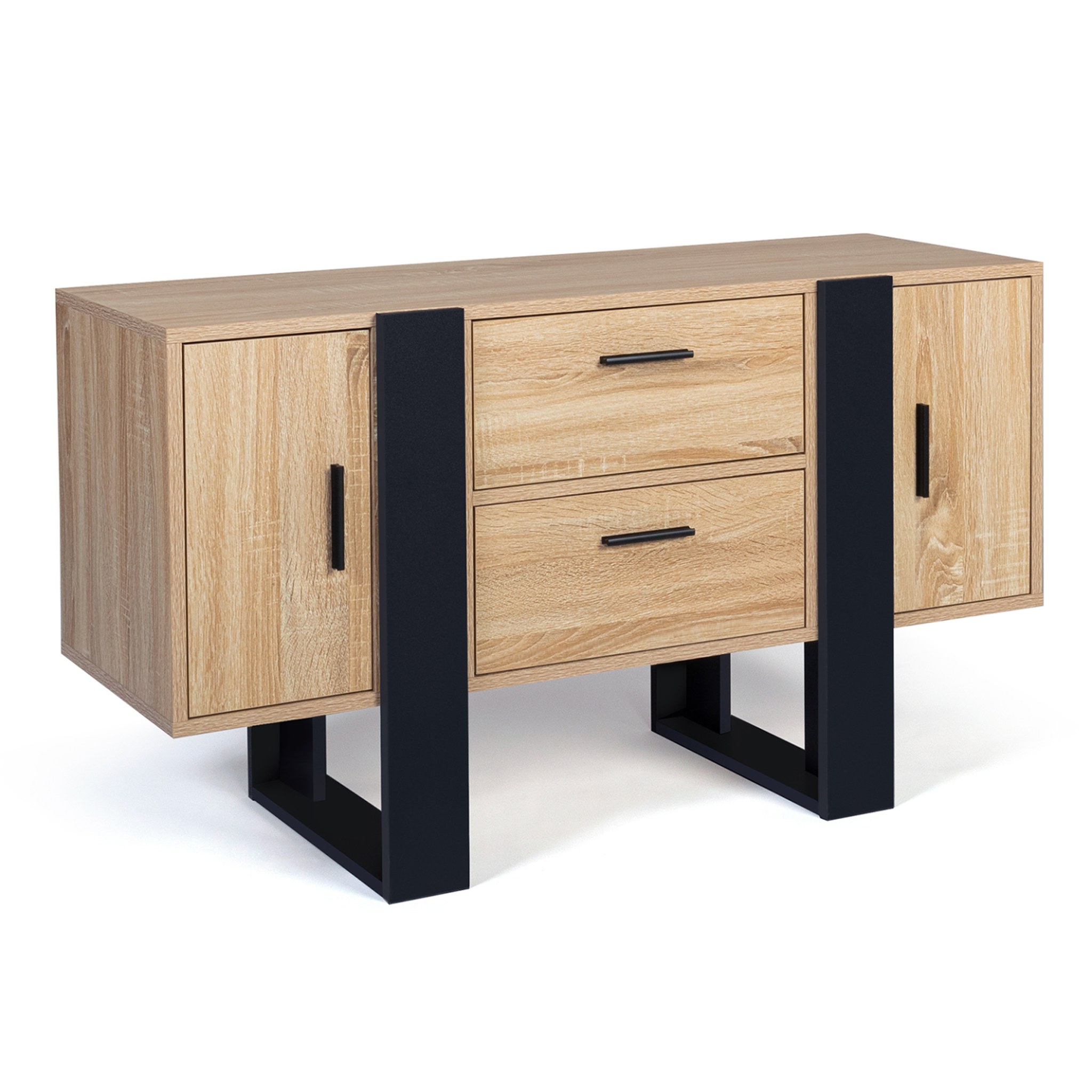ID MARKET Buffet bas 105 cm phoenix bois et noir