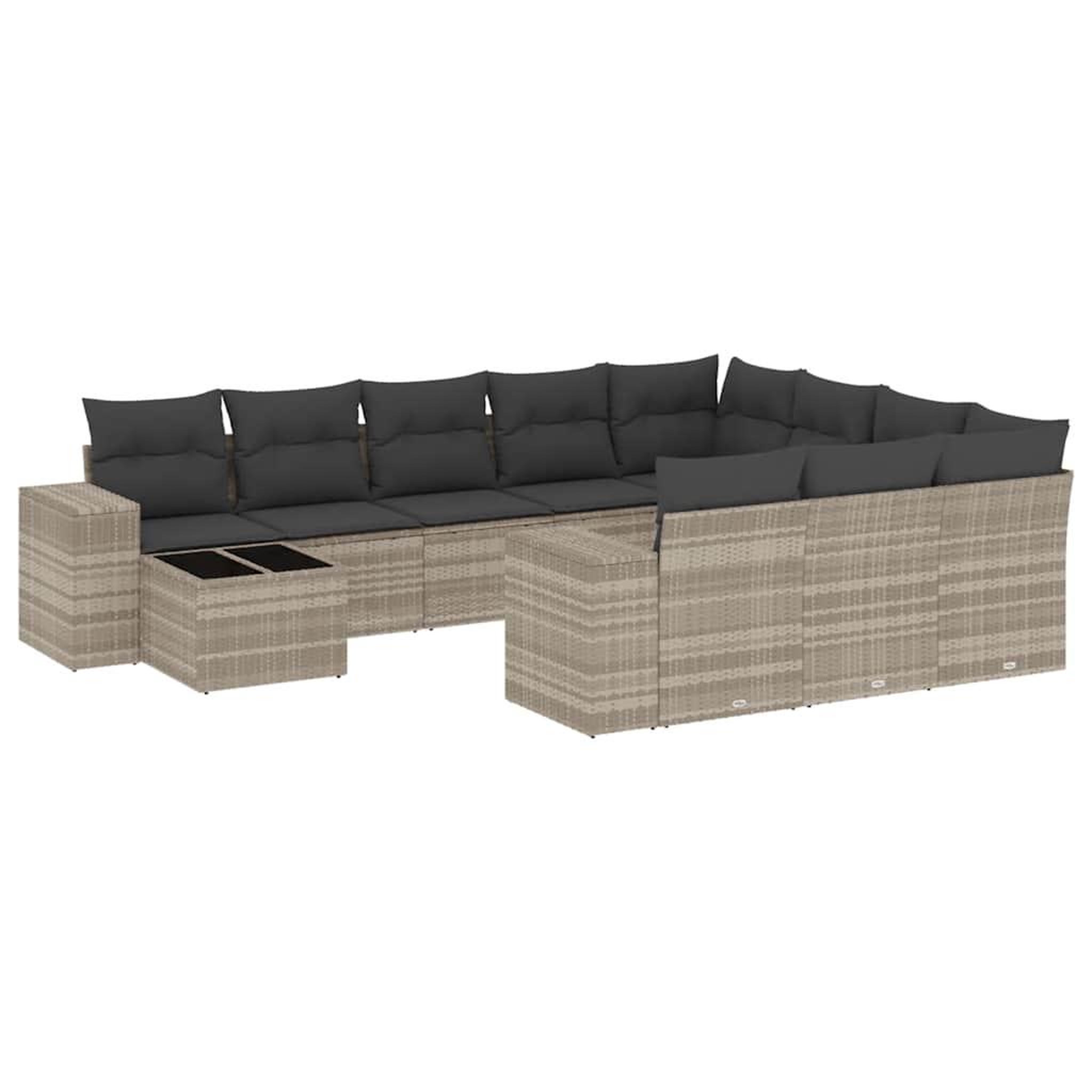 Voir la diapositive 2 : VIDAXL Salon de jardin 11 pcs avec coussins gris clair resine tressee