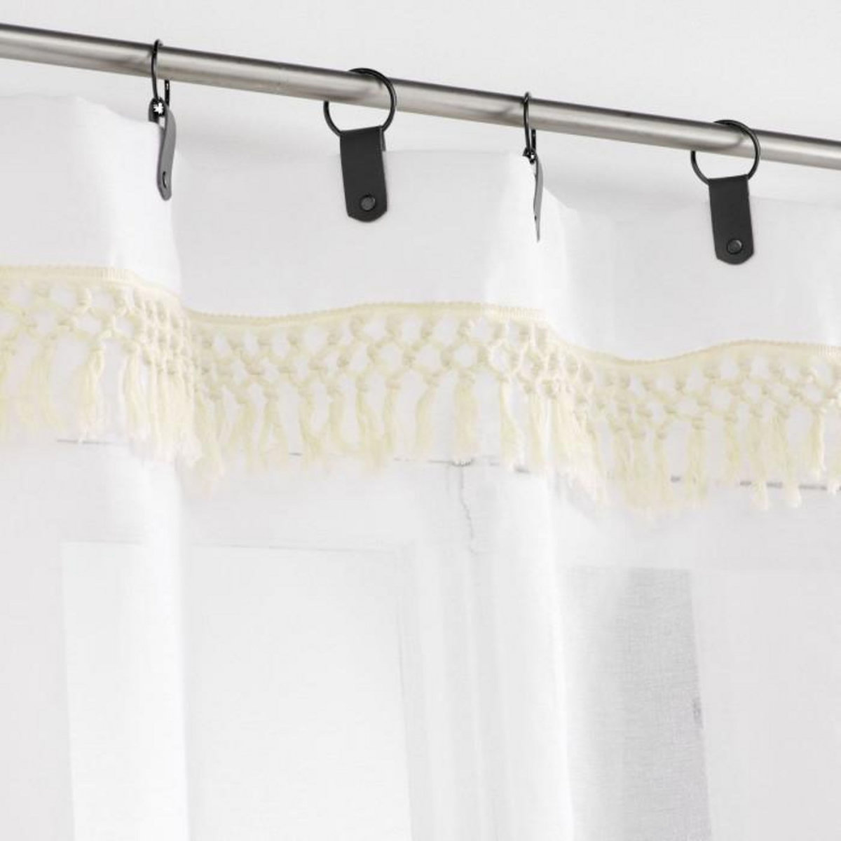 Paris Prix Rideau Voilage à Anneaux  Anissa  140x240cm Blanc